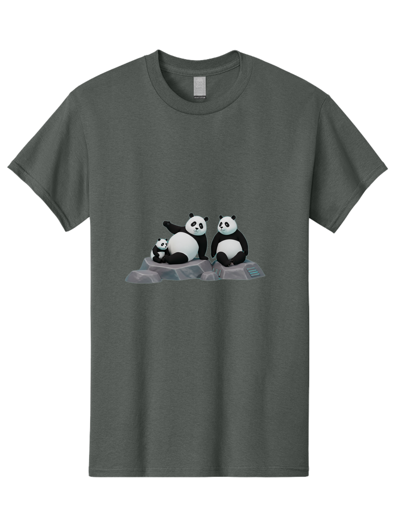 Three-Pandas-1 Men'S Graphic Tee, 100% Cotton, Comfortable Casual Summer Wear, Machine Washable, Kung Fu Panda, Po, Pandas On Rocks, Three Pandas, Black And White Pandas, Cartoon Characters, 3D Graphics, Animated Movie, Action Poses, Bae798