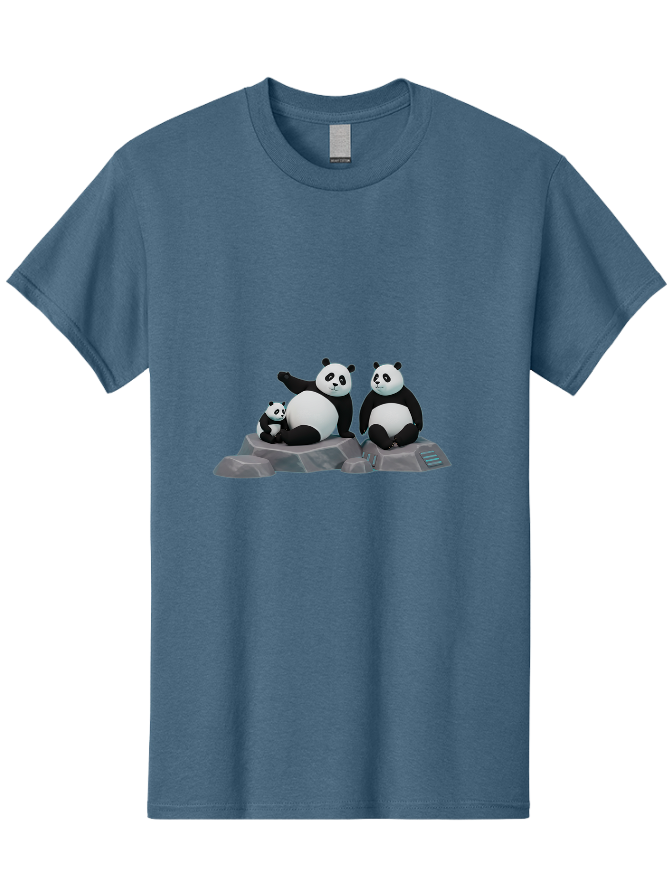 Three-Pandas-1 Men'S Graphic Tee, 100% Cotton, Comfortable Casual Summer Wear, Machine Washable, Kung Fu Panda, Po, Pandas On Rocks, Three Pandas, Black And White Pandas, Cartoon Characters, 3D Graphics, Animated Movie, Action Poses, Bae798