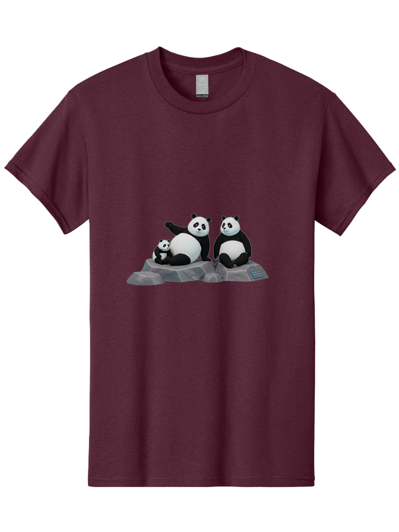 Three-Pandas-1 Men'S Graphic Tee, 100% Cotton, Comfortable Casual Summer Wear, Machine Washable, Kung Fu Panda, Po, Pandas On Rocks, Three Pandas, Black And White Pandas, Cartoon Characters, 3D Graphics, Animated Movie, Action Poses, Bae798