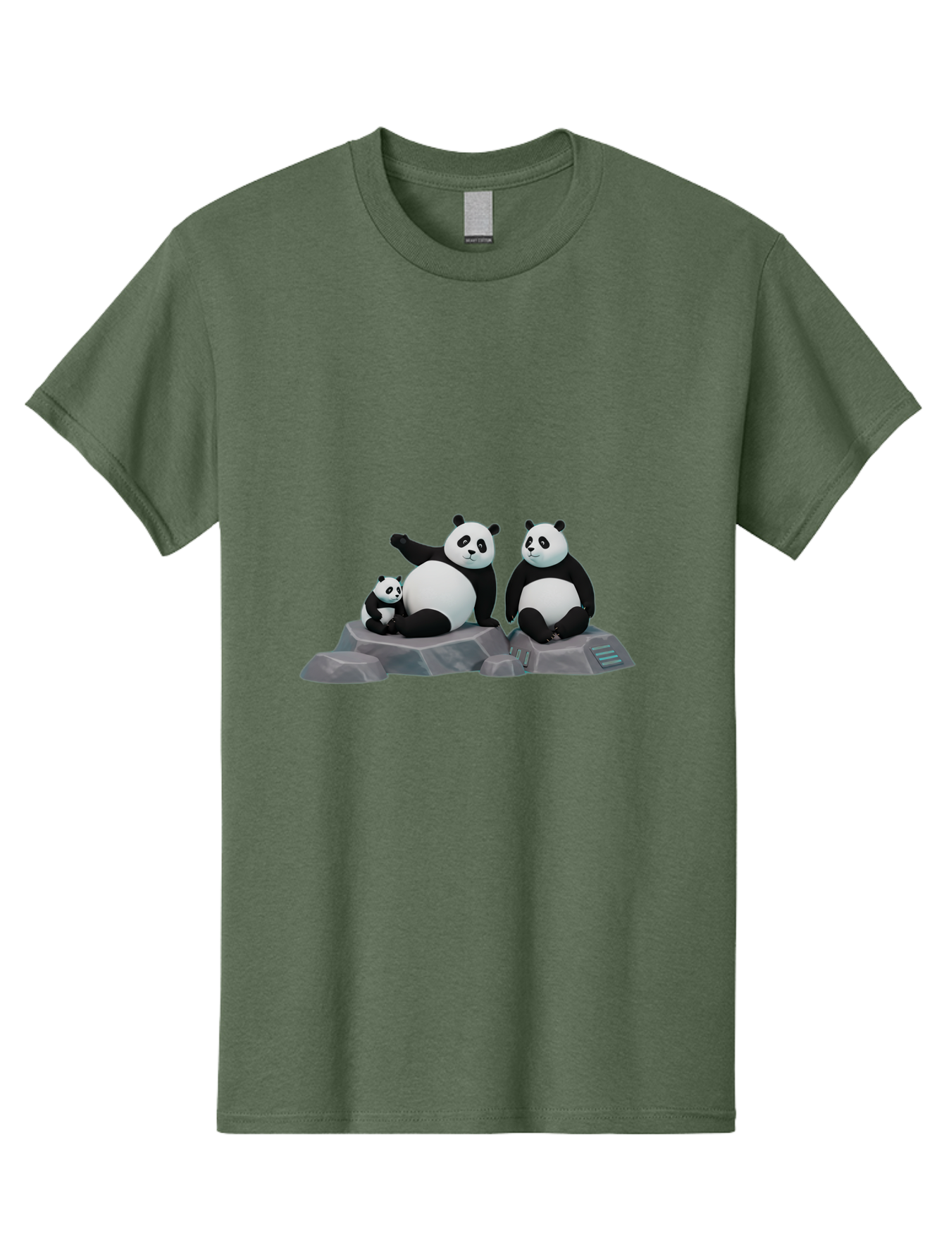 Three-Pandas-1 Men'S Graphic Tee, 100% Cotton, Comfortable Casual Summer Wear, Machine Washable, Kung Fu Panda, Po, Pandas On Rocks, Three Pandas, Black And White Pandas, Cartoon Characters, 3D Graphics, Animated Movie, Action Poses, Bae798