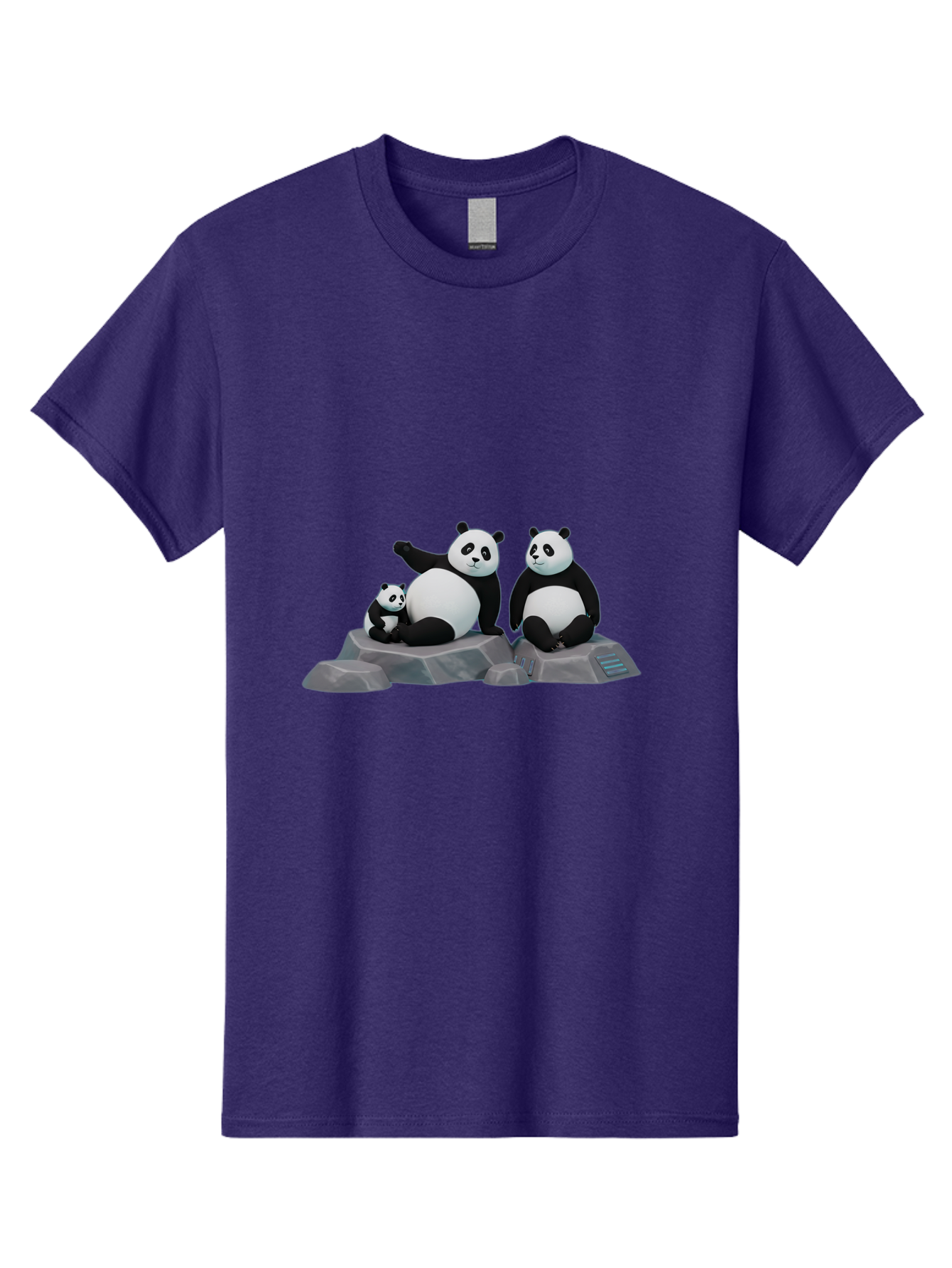 Three-Pandas-1 Men'S Graphic Tee, 100% Cotton, Comfortable Casual Summer Wear, Machine Washable, Kung Fu Panda, Po, Pandas On Rocks, Three Pandas, Black And White Pandas, Cartoon Characters, 3D Graphics, Animated Movie, Action Poses, Bae798