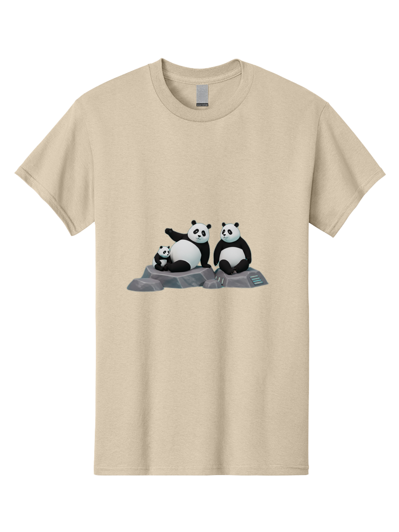 Three-Pandas-1 Men'S Graphic Tee, 100% Cotton, Comfortable Casual Summer Wear, Machine Washable, Kung Fu Panda, Po, Pandas On Rocks, Three Pandas, Black And White Pandas, Cartoon Characters, 3D Graphics, Animated Movie, Action Poses, Bae798