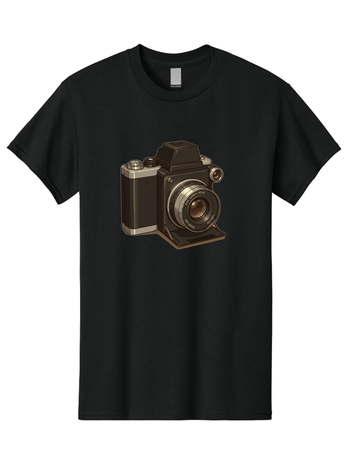 Tlr-Camera Men'S Graphic Tee, 100% Cotton, Comfortable Casual Summer Wear, Machine Washable, Vintage Camera, Twin Lens Reflex Camera, Black And Silver, Photography Equipment, Lens, Nikon, Camera Body, Classic Design, Retro Style, Film Camera Bae801