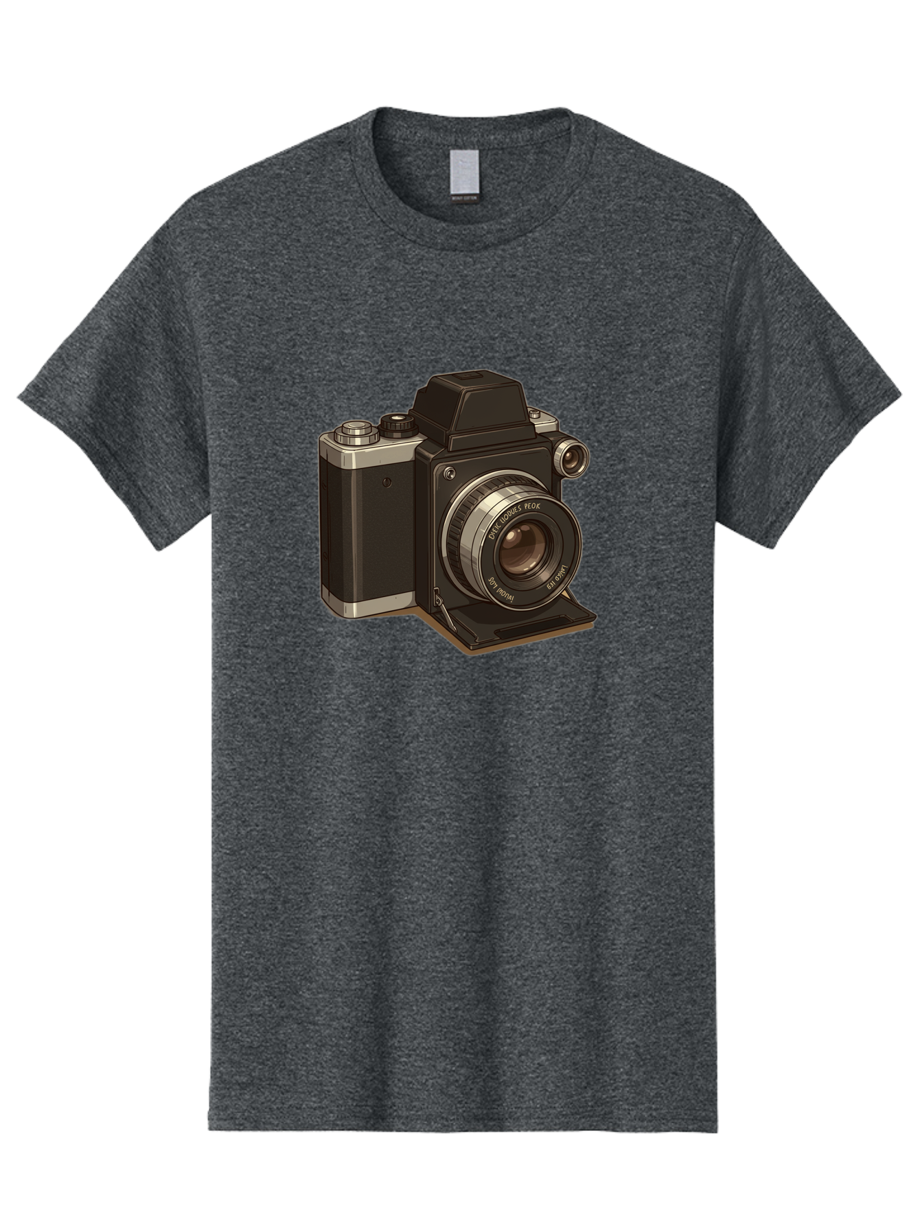 Tlr-Camera Men'S Graphic Tee, 100% Cotton, Comfortable Casual Summer Wear, Machine Washable, Vintage Camera, Twin Lens Reflex Camera, Black And Silver, Photography Equipment, Lens, Nikon, Camera Body, Classic Design, Retro Style, Film Camera Bae801