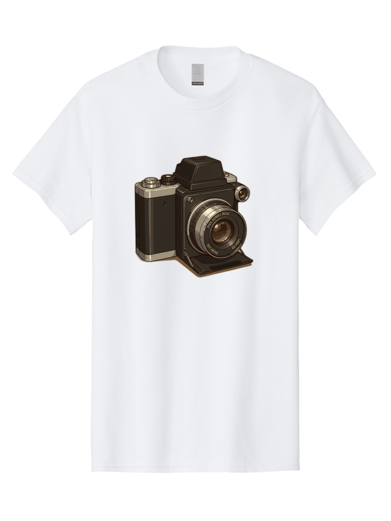 Tlr-Camera Men'S Graphic Tee, 100% Cotton, Comfortable Casual Summer Wear, Machine Washable, Vintage Camera, Twin Lens Reflex Camera, Black And Silver, Photography Equipment, Lens, Nikon, Camera Body, Classic Design, Retro Style, Film Camera Bae801