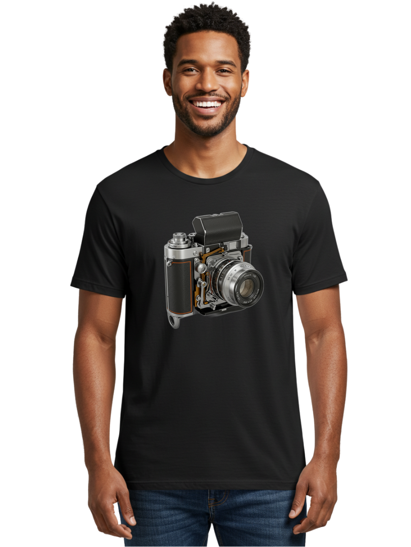Triotar-Triotar-1-4-5-135 Men'S Graphic Tee, 100% Cotton, Comfortable Casual Summer Wear, Machine Washable, Vintage Camera, Classic Photography, Triotar 50Mm F/2.8 Lens, Retro Camera Body, Antique Camera Equipment, Photography Accessories, Bae803