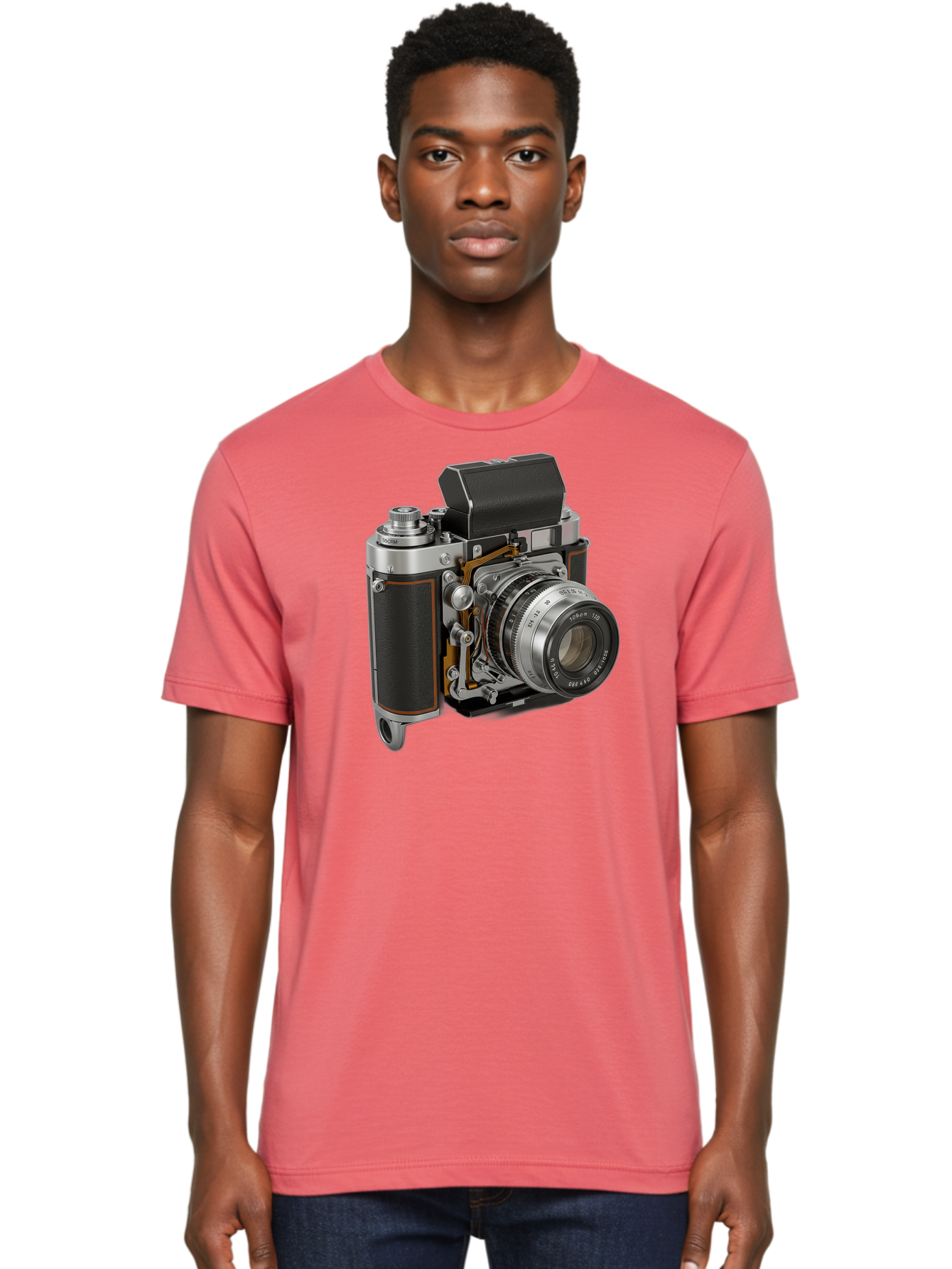 Triotar-Triotar-1-4-5-135 Men'S Graphic Tee, 100% Cotton, Comfortable Casual Summer Wear, Machine Washable, Vintage Camera, Classic Photography, Triotar 50Mm F/2.8 Lens, Retro Camera Body, Antique Camera Equipment, Photography Accessories, Bae803
