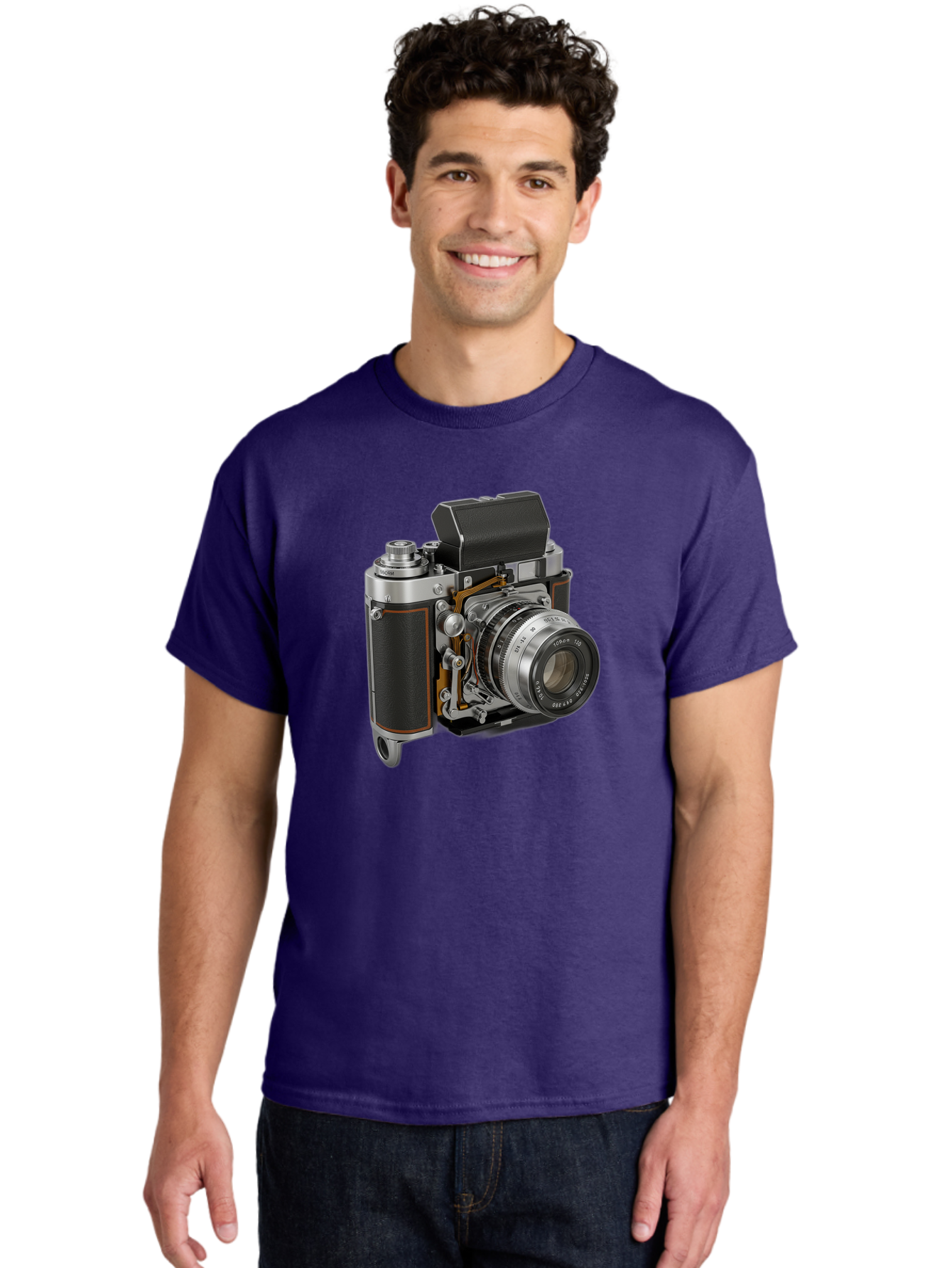 Triotar-Triotar-1-4-5-135 Men'S Graphic Tee, 100% Cotton, Comfortable Casual Summer Wear, Machine Washable, Vintage Camera, Classic Photography, Triotar 50Mm F/2.8 Lens, Retro Camera Body, Antique Camera Equipment, Photography Accessories, Bae803