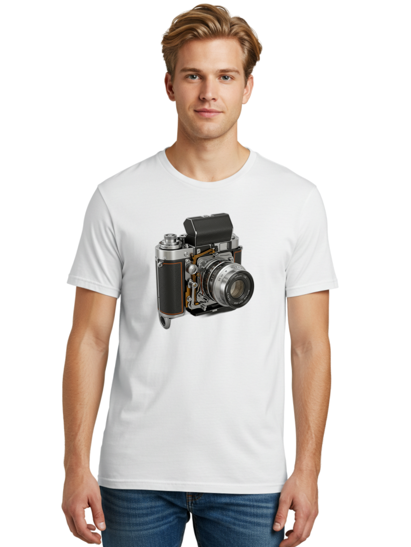 Triotar-Triotar-1-4-5-135 Men'S Graphic Tee, 100% Cotton, Comfortable Casual Summer Wear, Machine Washable, Vintage Camera, Classic Photography, Triotar 50Mm F/2.8 Lens, Retro Camera Body, Antique Camera Equipment, Photography Accessories, Bae803