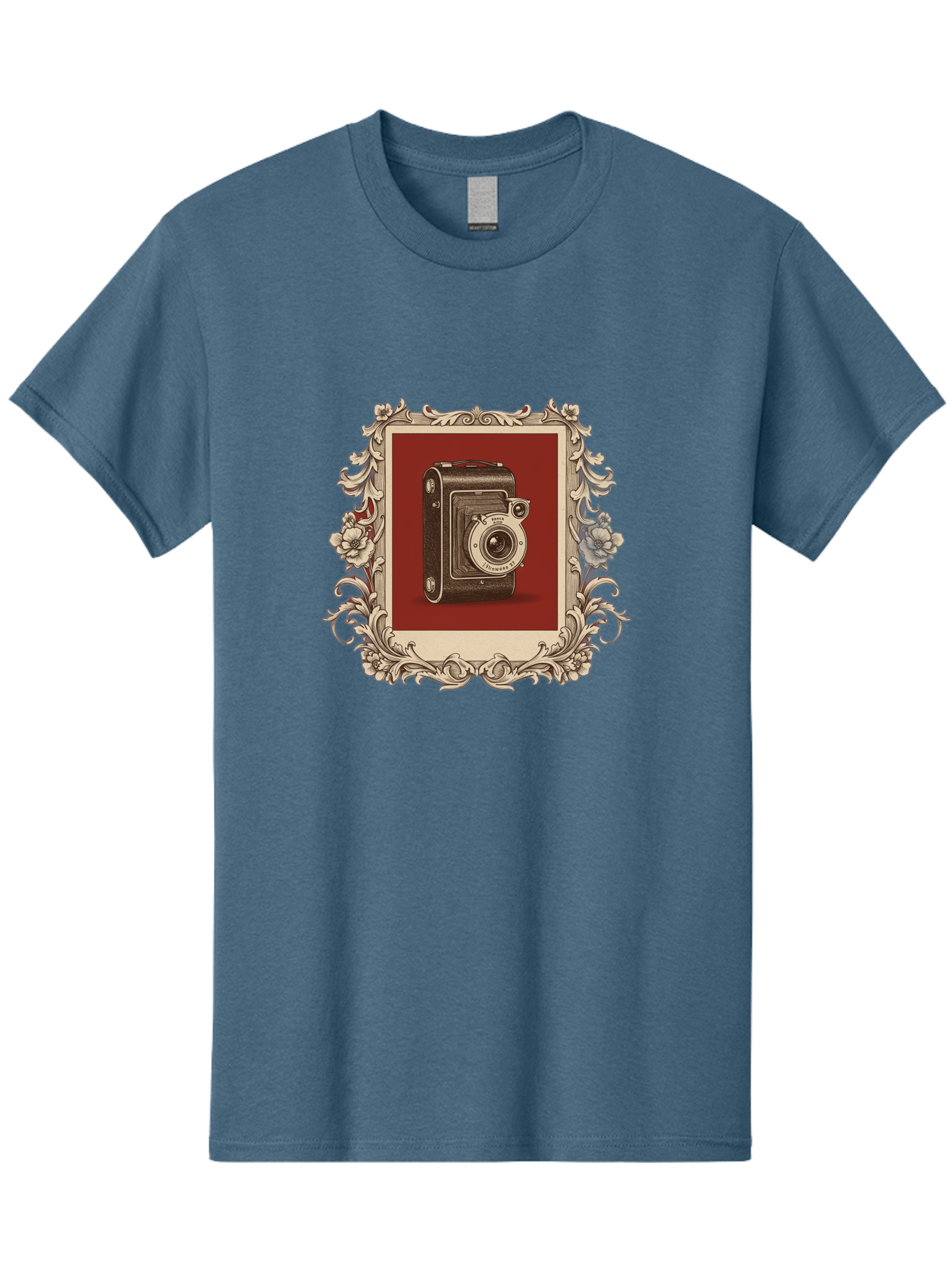 Vintage-Camera-1 Men'S Graphic Tee, 100% Cotton, Comfortable Casual Summer Wear, Machine Washable, Vintage Camera, Ornate Frame, Floral Design, Old-Fashioned Photography, Antique Style, Camera Equipment, Retro Aesthetic, Classic Lens Bae804
