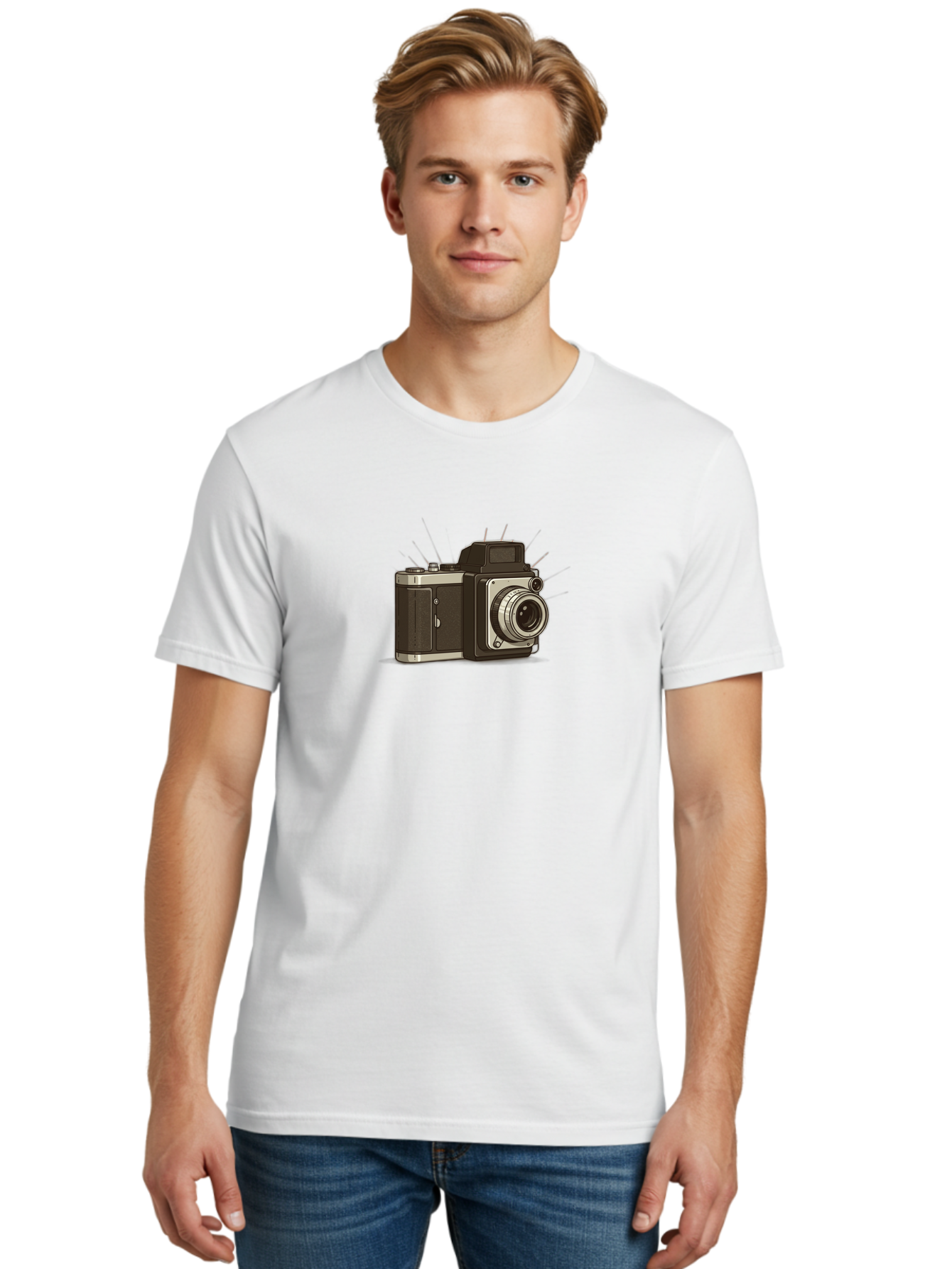 Vintage-Camera-2 Men'S Graphic Tee, 100% Cotton, Comfortable Casual Summer Wear, Machine Washable, Vintage Camera, Retro Photography, Film Camera, Classic Design, Photography Equipment, Nostalgic Feel, Camera Lens Bae806