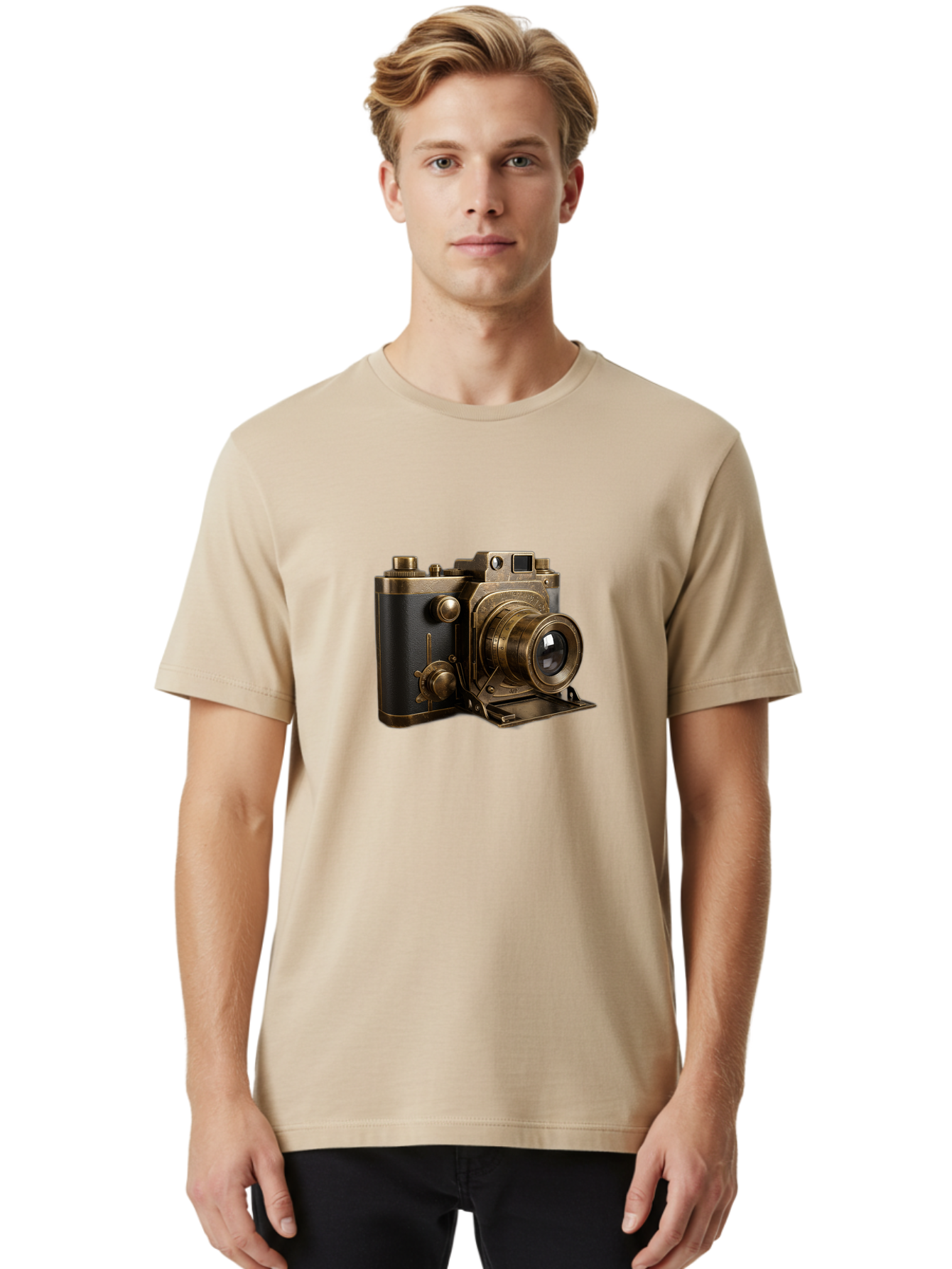Vintage-Camera-3 Men'S Graphic Tee, 100% Cotton, Comfortable Casual Summer Wear, Machine Washable, Vintage Camera, Antique Photography, Retro Camera Design, Classic Accessories, Nostalgic Photography Equipment Bae807