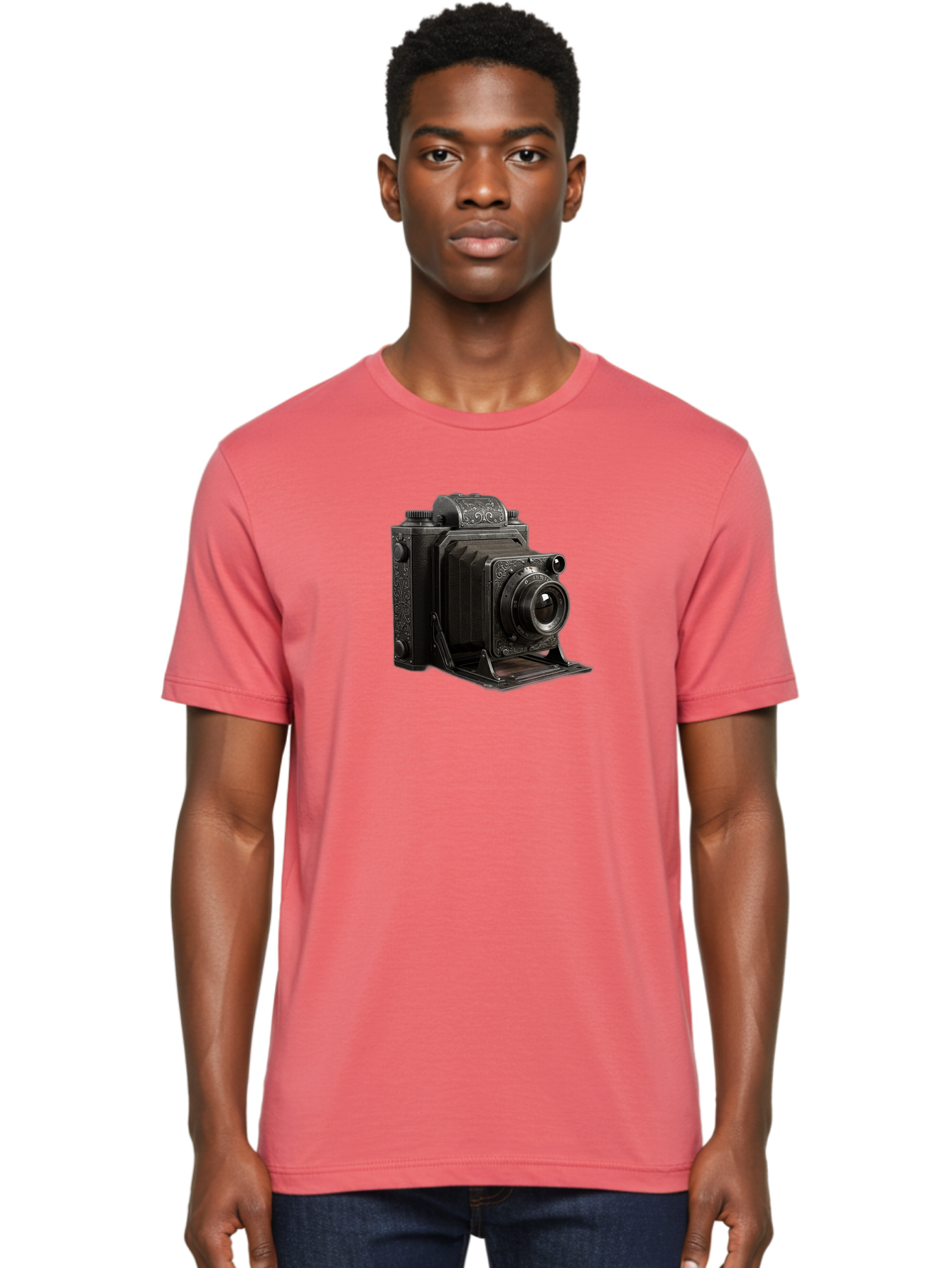 Vintage-Camera-6 Men'S Graphic Tee, 100% Cotton, Comfortable Casual Summer Wear, Machine Washable, Vintage Camera, Antique Photography, Classic Camera Design, Old-Fashioned Photography Equipment, Retro Camera, Historical Camera, Black Camera Bae810