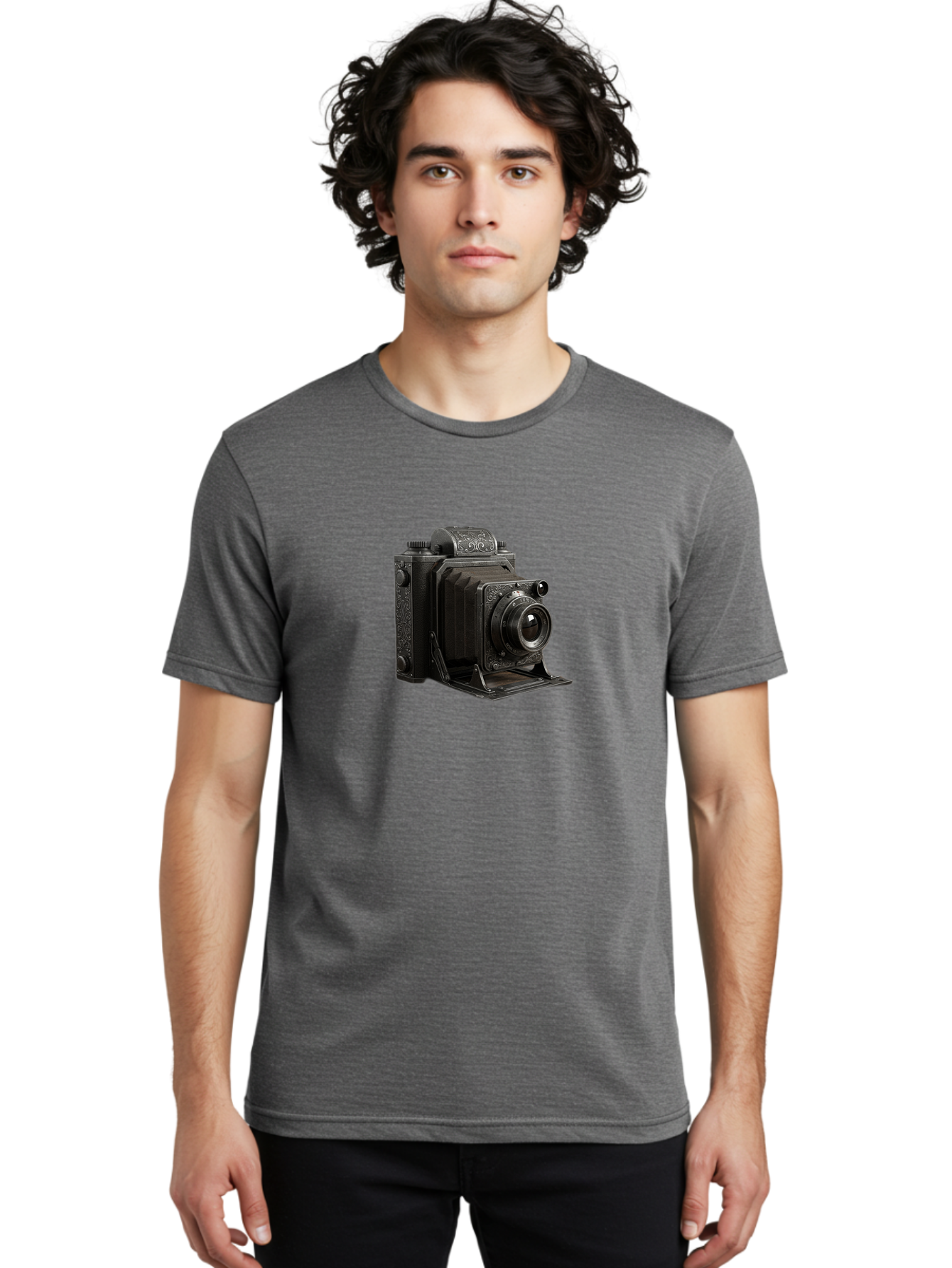 Vintage-Camera-6 Men'S Graphic Tee, 100% Cotton, Comfortable Casual Summer Wear, Machine Washable, Vintage Camera, Antique Photography, Classic Camera Design, Old-Fashioned Photography Equipment, Retro Camera, Historical Camera, Black Camera Bae810