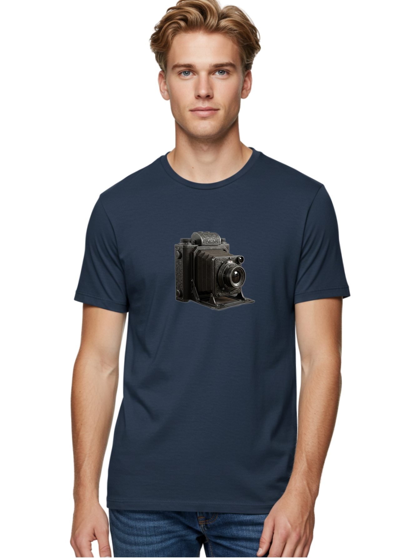 Vintage-Camera-6 Men'S Graphic Tee, 100% Cotton, Comfortable Casual Summer Wear, Machine Washable, Vintage Camera, Antique Photography, Classic Camera Design, Old-Fashioned Photography Equipment, Retro Camera, Historical Camera, Black Camera Bae810