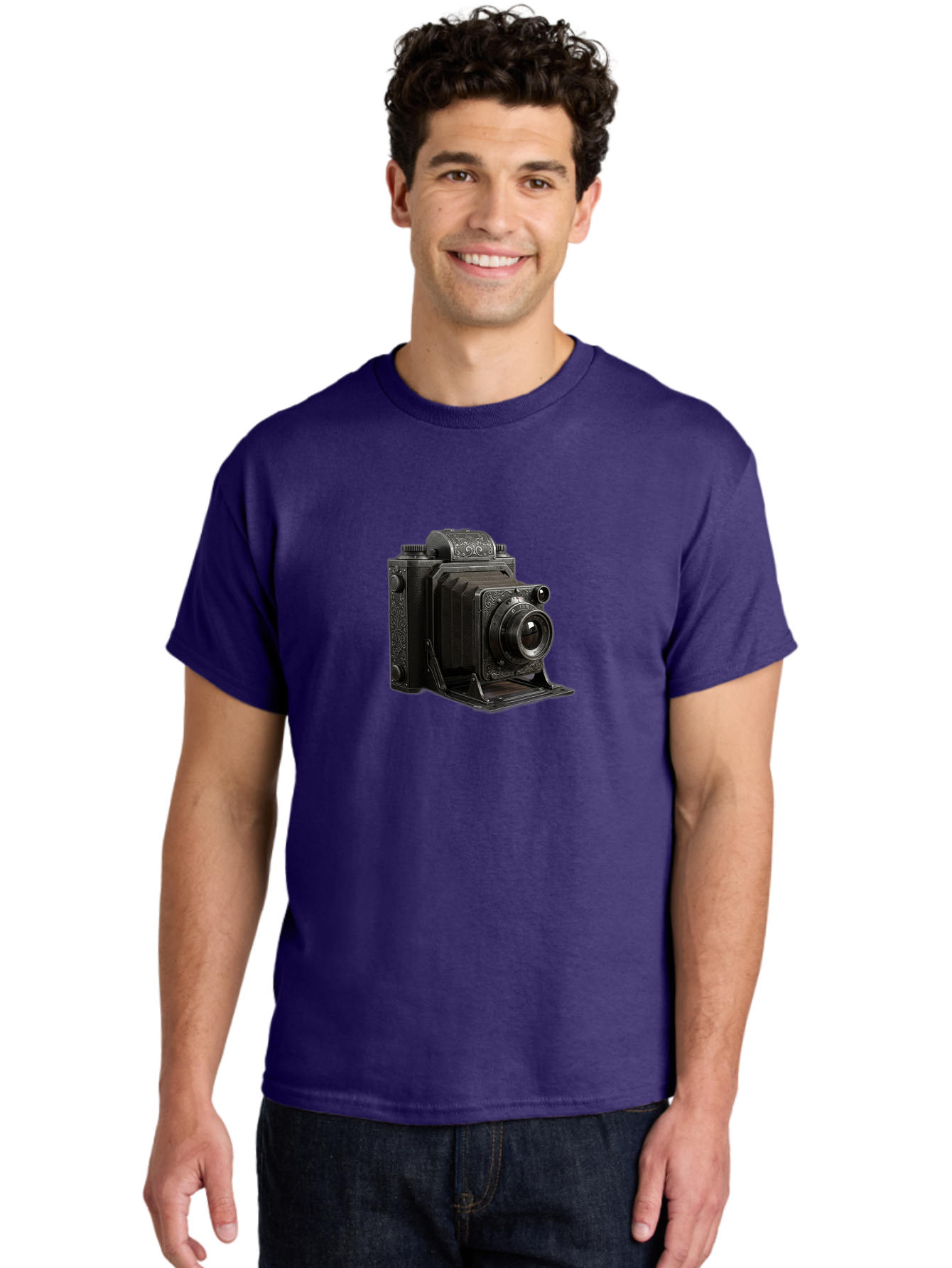 Vintage-Camera-6 Men'S Graphic Tee, 100% Cotton, Comfortable Casual Summer Wear, Machine Washable, Vintage Camera, Antique Photography, Classic Camera Design, Old-Fashioned Photography Equipment, Retro Camera, Historical Camera, Black Camera Bae810