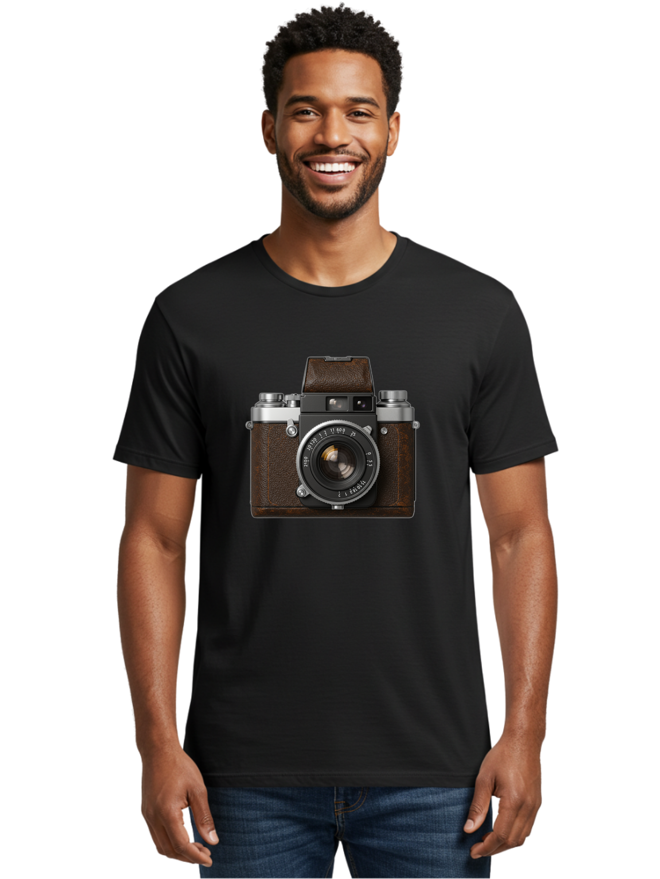 Vintage-Camera-7 Men'S Graphic Tee, 100% Cotton, Comfortable Casual Summer Wear, Machine Washable, Classic Camera, Vintage Photography, Film Camera, Retro Style, Leather Wrap, Silver Accents, Photography Equipment, Nostalgic Charm, Bae811