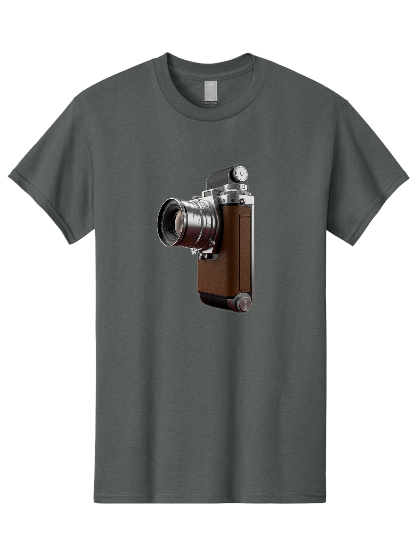 Vintage-Camera-8 Men'S Graphic Tee, 100% Cotton, Comfortable Casual Summer Wear, Machine Washable, Retro Camera, Old Photography Equipment, Classic Design, Film Camera, Lens, Brown Body, Silver Accents, Photography History, Nostalgic Feel, Bae812