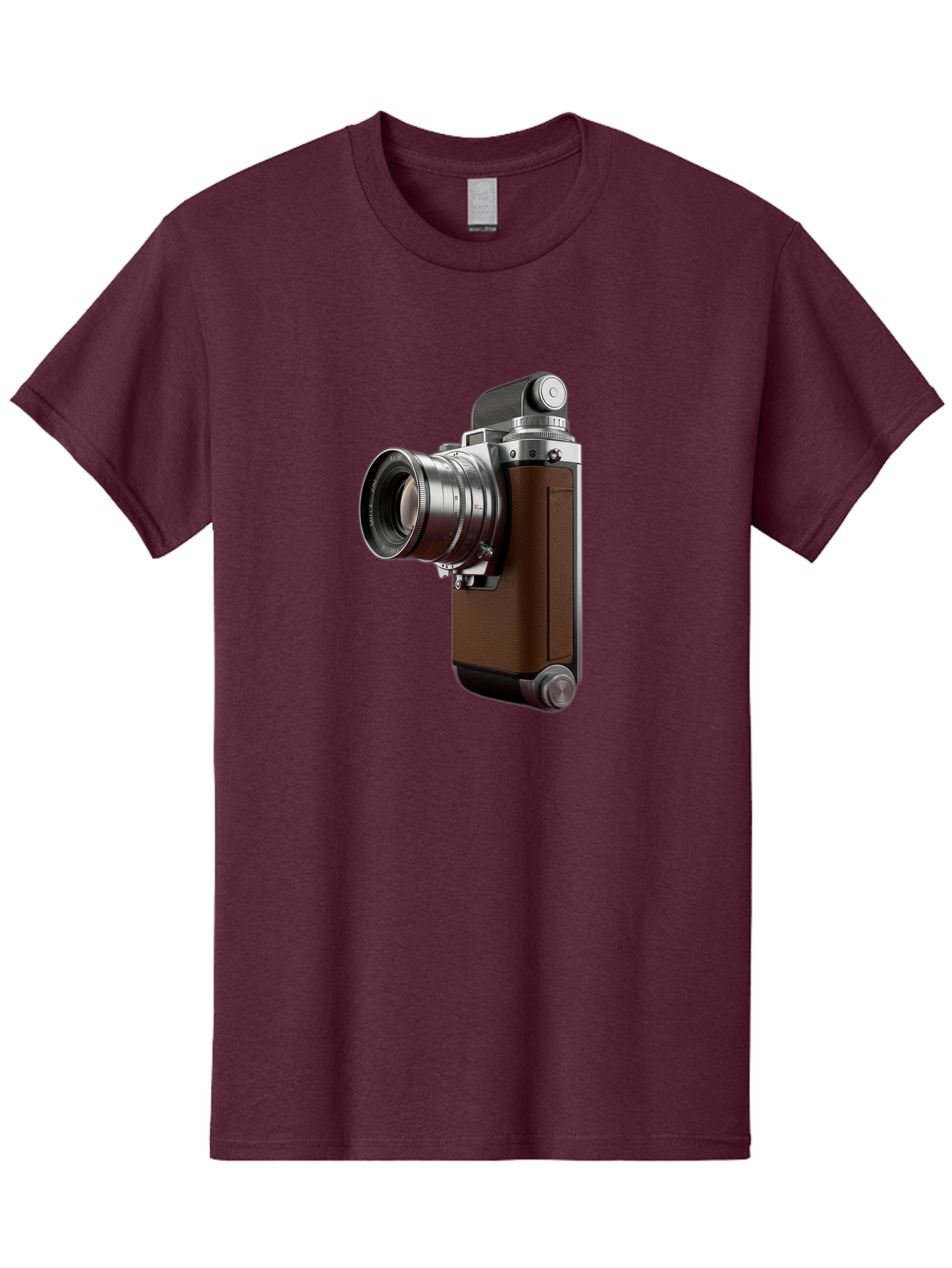Vintage-Camera-8 Men'S Graphic Tee, 100% Cotton, Comfortable Casual Summer Wear, Machine Washable, Retro Camera, Old Photography Equipment, Classic Design, Film Camera, Lens, Brown Body, Silver Accents, Photography History, Nostalgic Feel, Bae812