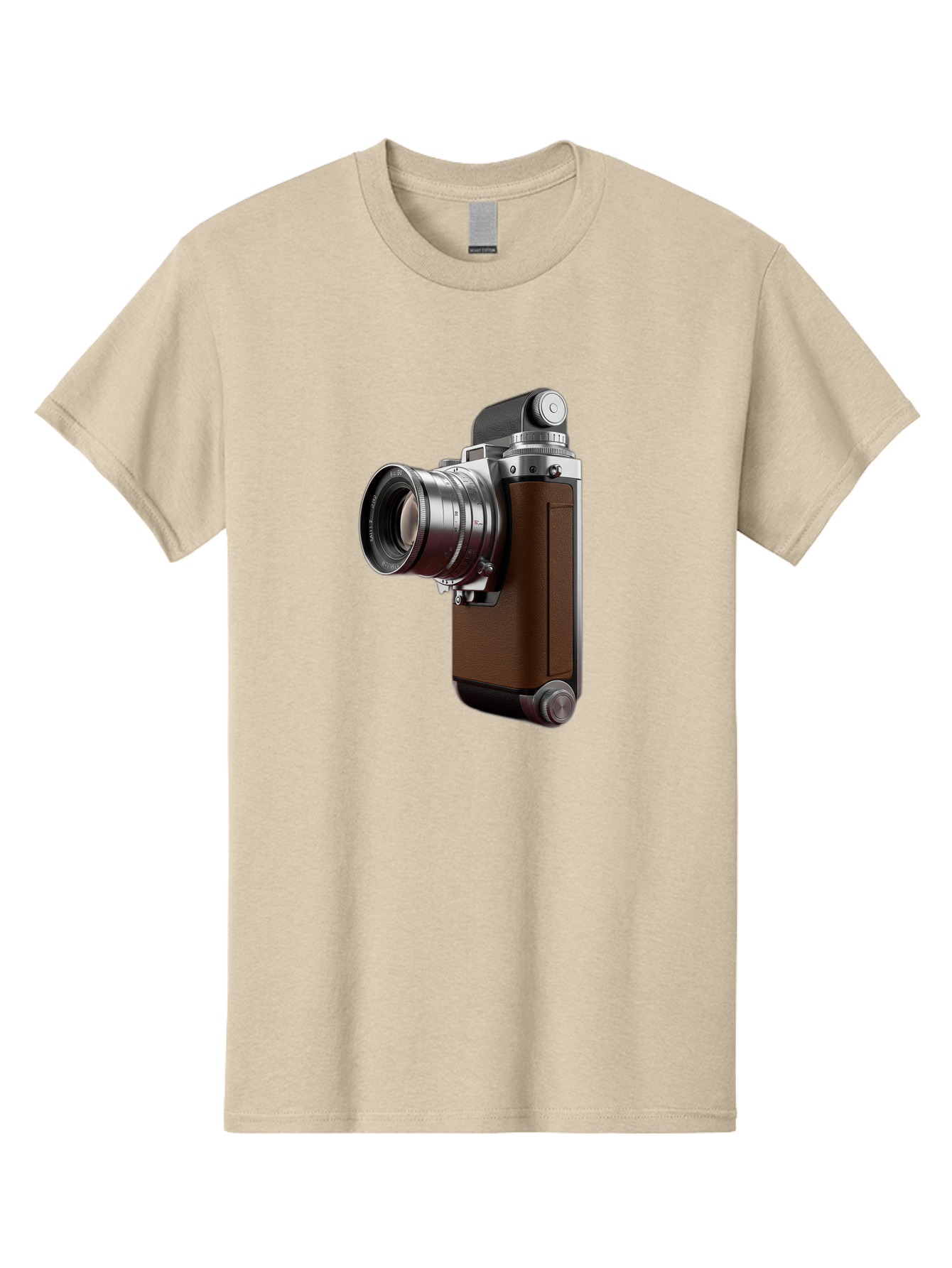 Vintage-Camera-8 Men'S Graphic Tee, 100% Cotton, Comfortable Casual Summer Wear, Machine Washable, Retro Camera, Old Photography Equipment, Classic Design, Film Camera, Lens, Brown Body, Silver Accents, Photography History, Nostalgic Feel, Bae812