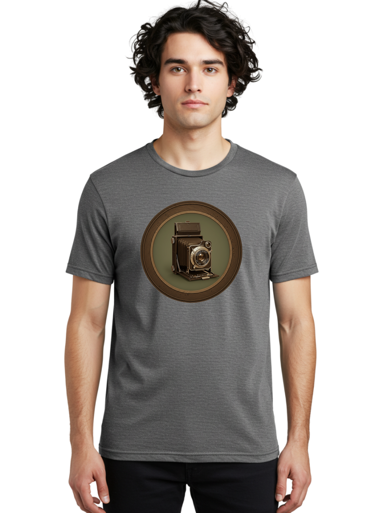 Vintage-Camera Men'S Graphic Tee, 100% Cotton, Comfortable Casual Summer Wear, Machine Washable, Vintage Camera, Antique Photography Equipment, Classic Camera Design, Retro Style, Old-Fashioned Lens, Nostalgic Photography, Timeless Art, Bae815