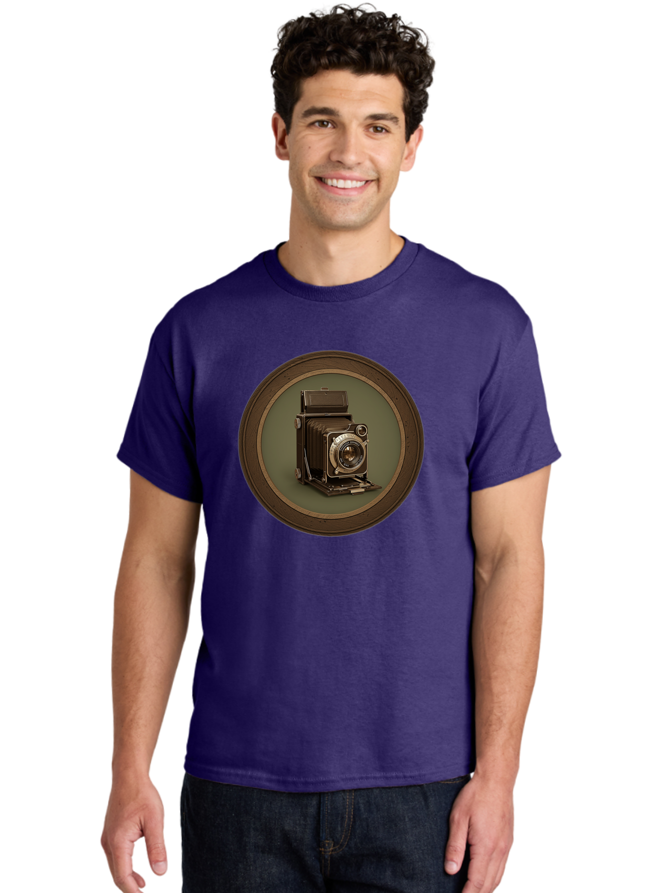 Vintage-Camera Men'S Graphic Tee, 100% Cotton, Comfortable Casual Summer Wear, Machine Washable, Vintage Camera, Antique Photography Equipment, Classic Camera Design, Retro Style, Old-Fashioned Lens, Nostalgic Photography, Timeless Art, Bae815