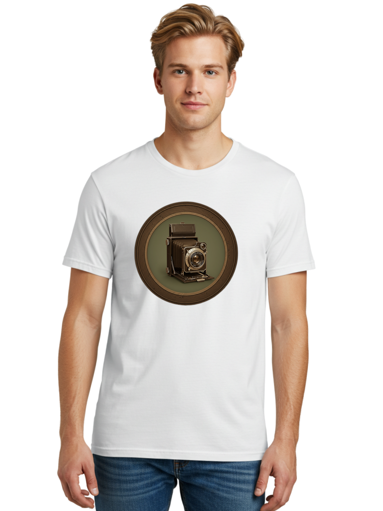 Vintage-Camera Men'S Graphic Tee, 100% Cotton, Comfortable Casual Summer Wear, Machine Washable, Vintage Camera, Antique Photography Equipment, Classic Camera Design, Retro Style, Old-Fashioned Lens, Nostalgic Photography, Timeless Art, Bae815