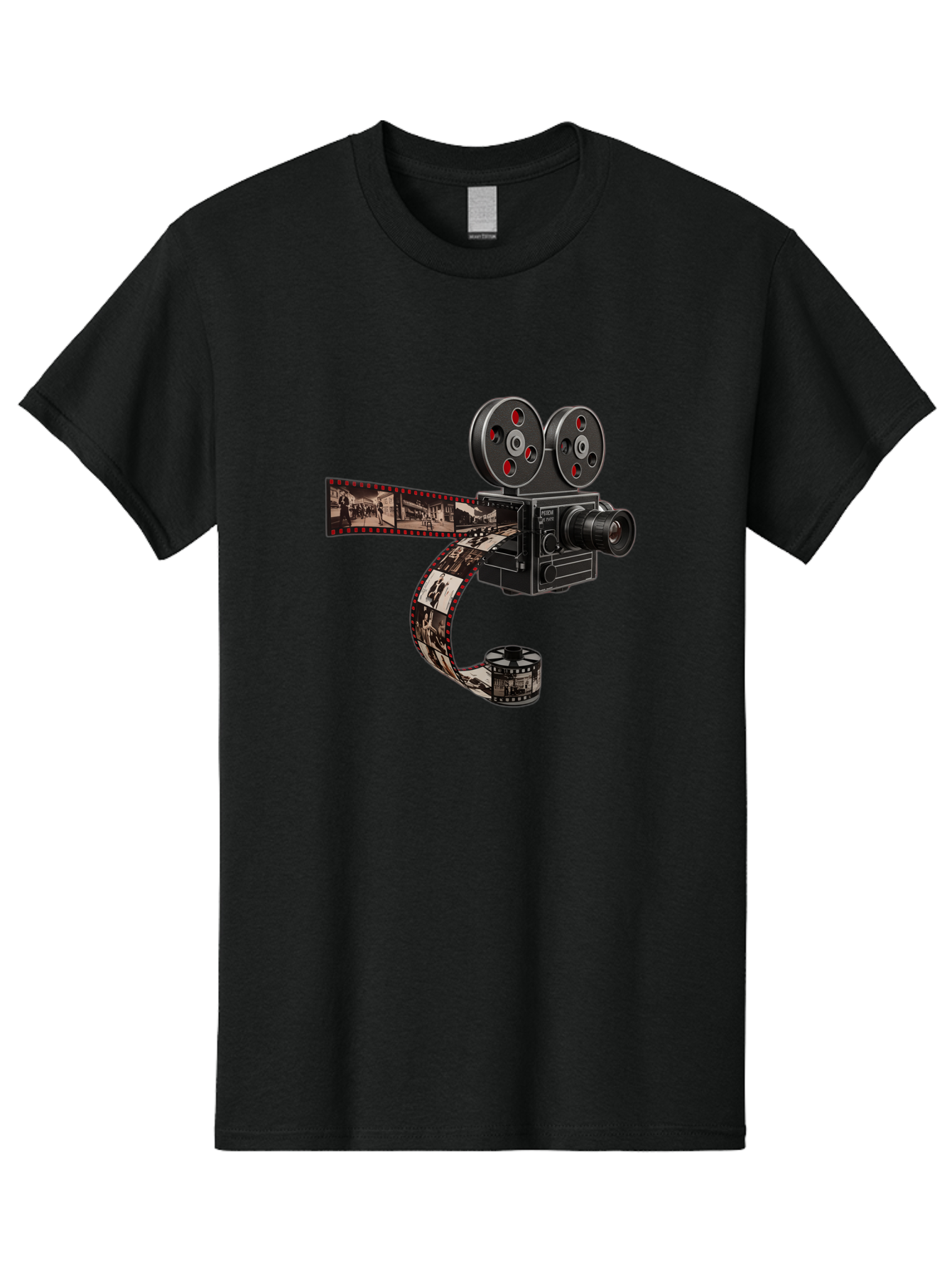 Vintage-Film-Camera Men'S Graphic Tee, 100% Cotton, Comfortable Casual Summer Wear, Machine Washable, Vintage Film Camera, Classic Cinematography, Film Reel, Movie Making, Film Strip, Black And White Images, Retro Photography, Cinematic Style Bae816