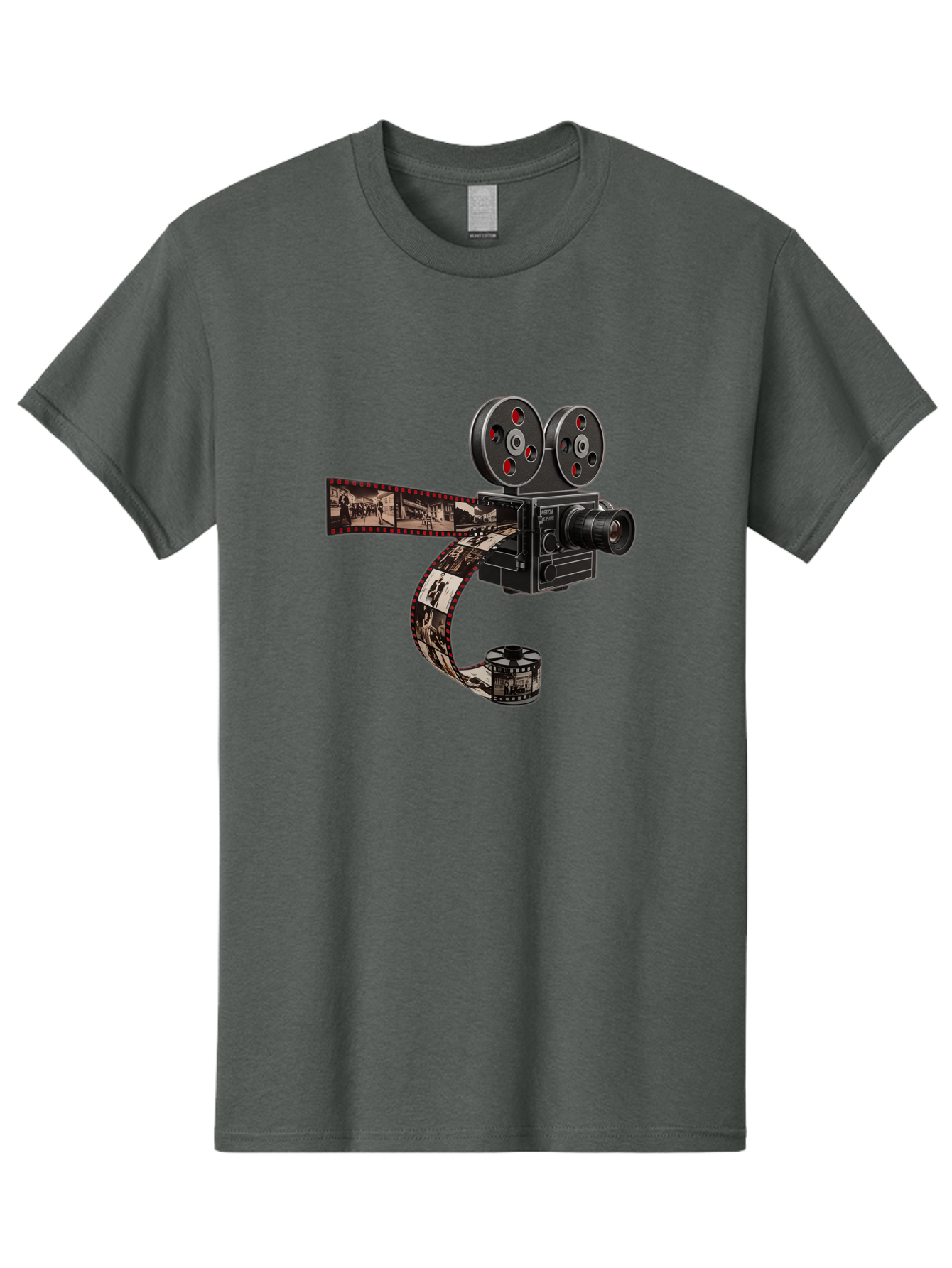 Vintage-Film-Camera Men'S Graphic Tee, 100% Cotton, Comfortable Casual Summer Wear, Machine Washable, Vintage Film Camera, Classic Cinematography, Film Reel, Movie Making, Film Strip, Black And White Images, Retro Photography, Cinematic Style Bae816