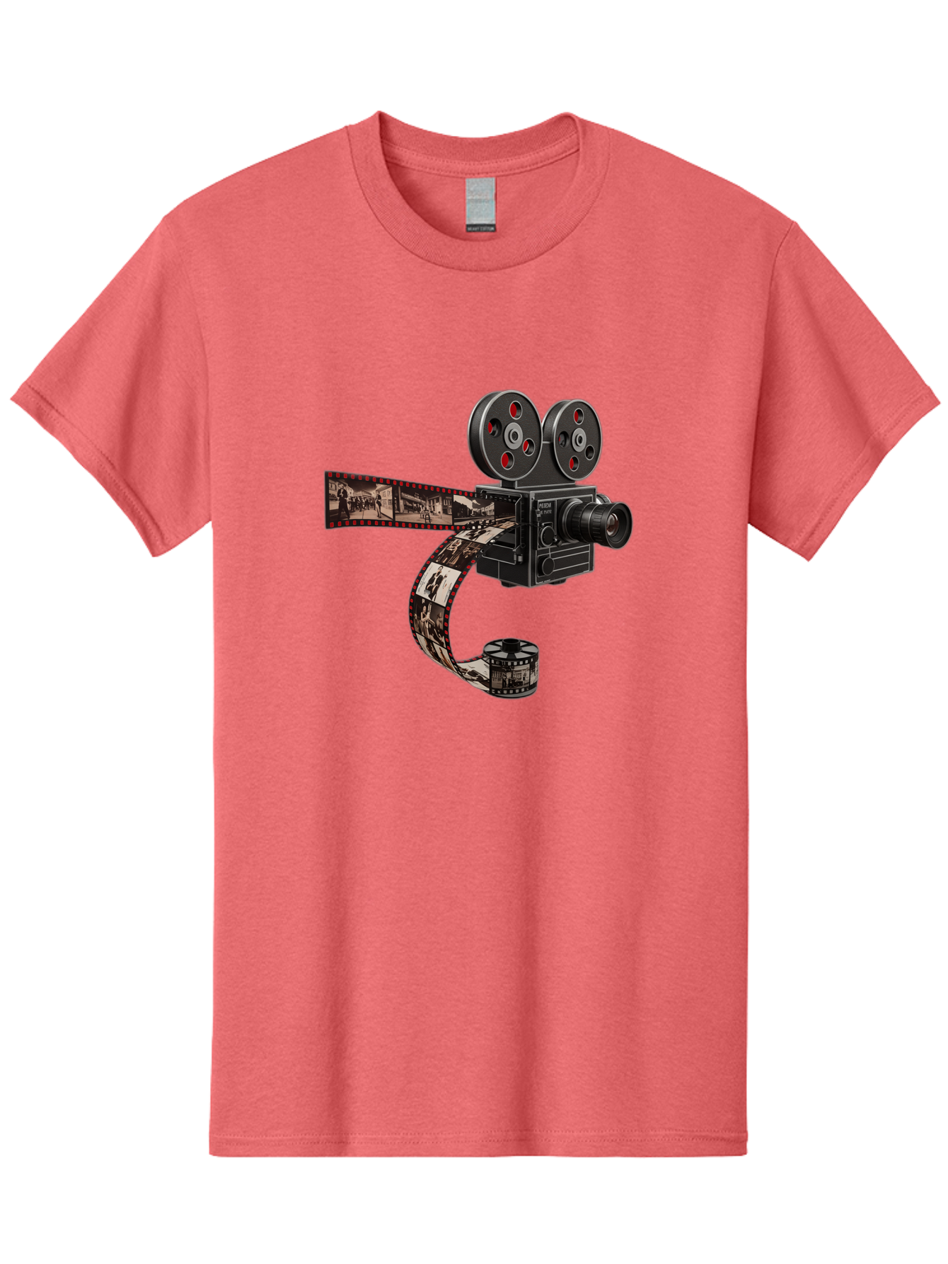 Vintage-Film-Camera Men'S Graphic Tee, 100% Cotton, Comfortable Casual Summer Wear, Machine Washable, Vintage Film Camera, Classic Cinematography, Film Reel, Movie Making, Film Strip, Black And White Images, Retro Photography, Cinematic Style Bae816