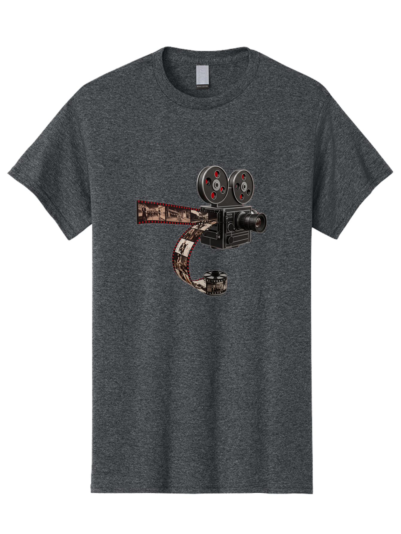 Vintage-Film-Camera Men'S Graphic Tee, 100% Cotton, Comfortable Casual Summer Wear, Machine Washable, Vintage Film Camera, Classic Cinematography, Film Reel, Movie Making, Film Strip, Black And White Images, Retro Photography, Cinematic Style Bae816
