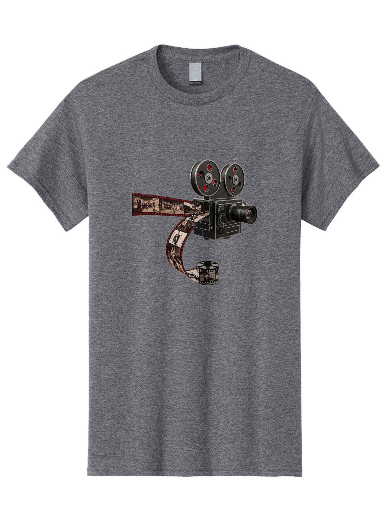 Vintage-Film-Camera Men'S Graphic Tee, 100% Cotton, Comfortable Casual Summer Wear, Machine Washable, Vintage Film Camera, Classic Cinematography, Film Reel, Movie Making, Film Strip, Black And White Images, Retro Photography, Cinematic Style Bae816