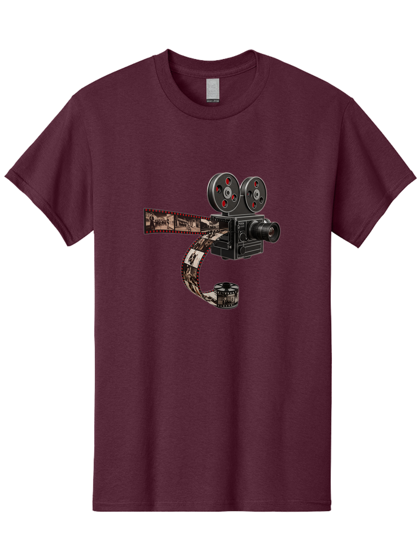 Vintage-Film-Camera Men'S Graphic Tee, 100% Cotton, Comfortable Casual Summer Wear, Machine Washable, Vintage Film Camera, Classic Cinematography, Film Reel, Movie Making, Film Strip, Black And White Images, Retro Photography, Cinematic Style Bae816