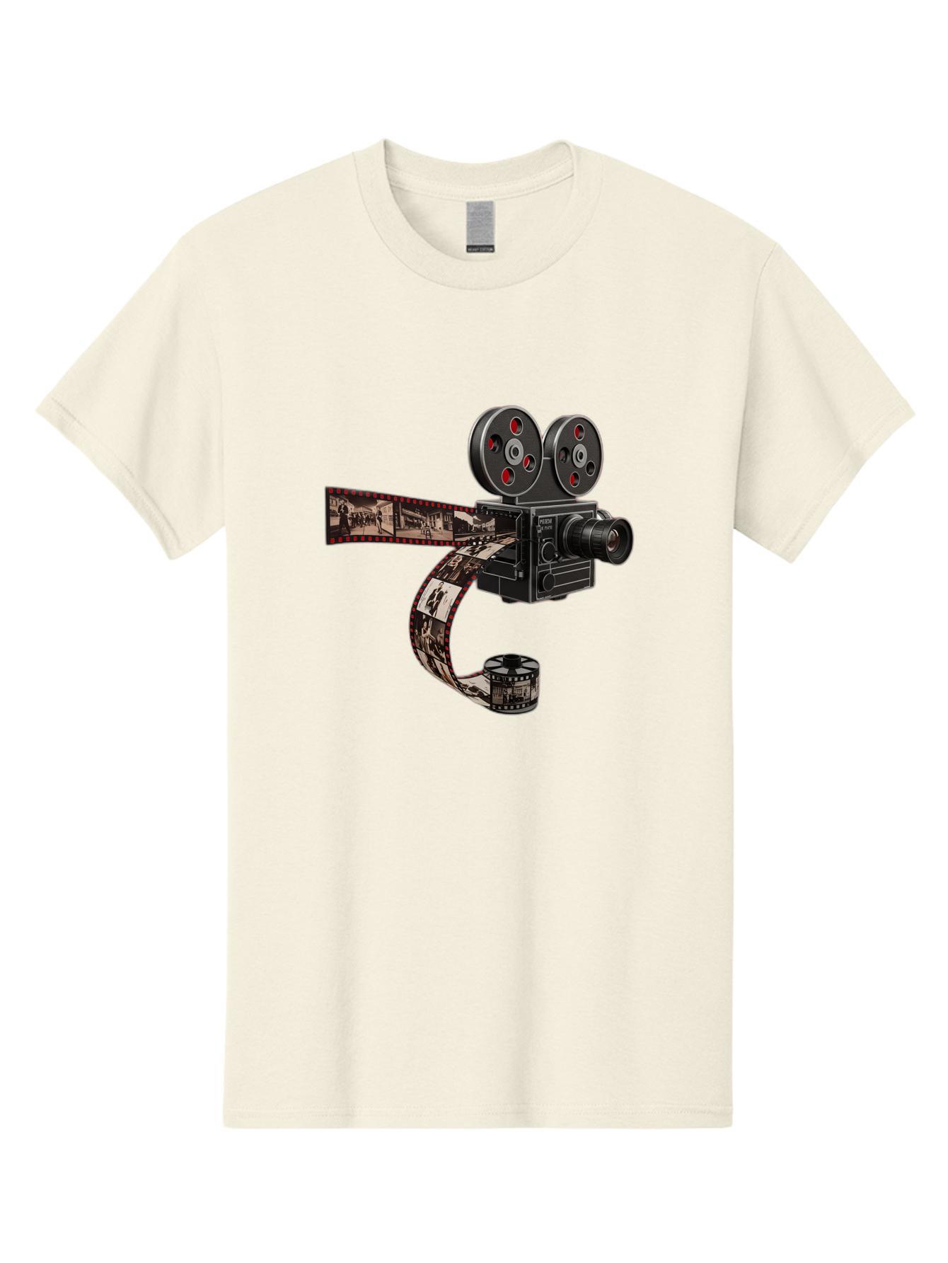 Vintage-Film-Camera Men'S Graphic Tee, 100% Cotton, Comfortable Casual Summer Wear, Machine Washable, Vintage Film Camera, Classic Cinematography, Film Reel, Movie Making, Film Strip, Black And White Images, Retro Photography, Cinematic Style Bae816