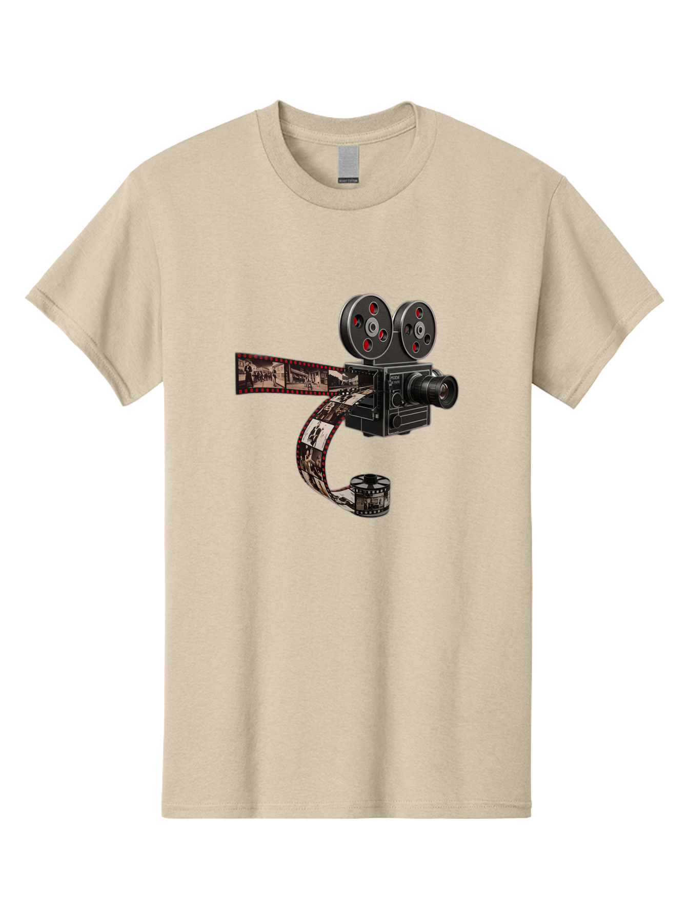 Vintage-Film-Camera Men'S Graphic Tee, 100% Cotton, Comfortable Casual Summer Wear, Machine Washable, Vintage Film Camera, Classic Cinematography, Film Reel, Movie Making, Film Strip, Black And White Images, Retro Photography, Cinematic Style Bae816