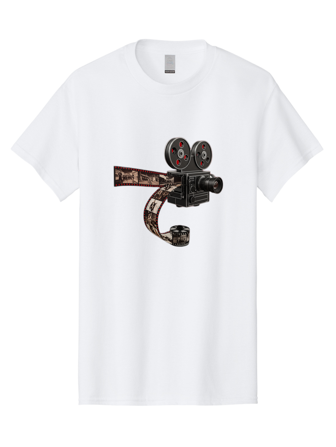 Vintage-Film-Camera Men'S Graphic Tee, 100% Cotton, Comfortable Casual Summer Wear, Machine Washable, Vintage Film Camera, Classic Cinematography, Film Reel, Movie Making, Film Strip, Black And White Images, Retro Photography, Cinematic Style Bae816