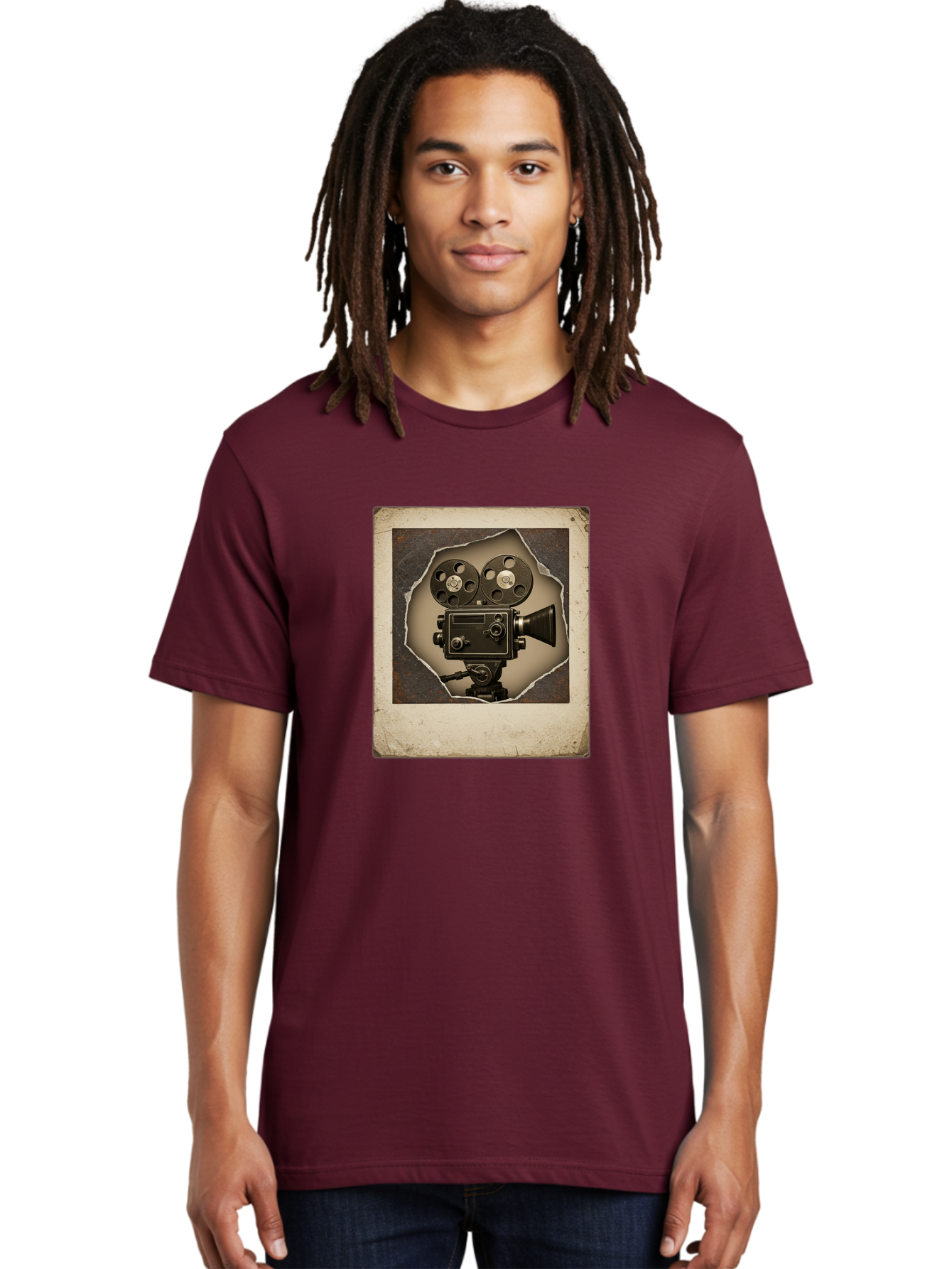Vintage-Movie-Camera Men'S Graphic Tee, 100% Cotton, Comfortable Casual Summer Wear, Machine Washable, Vintage Movie Camera, Film Reels, Retro Filmmaking, Cinematography, Nostalgic, Classic Cinema, Old Movie Equipment, Filmmaking Accessories Bae817