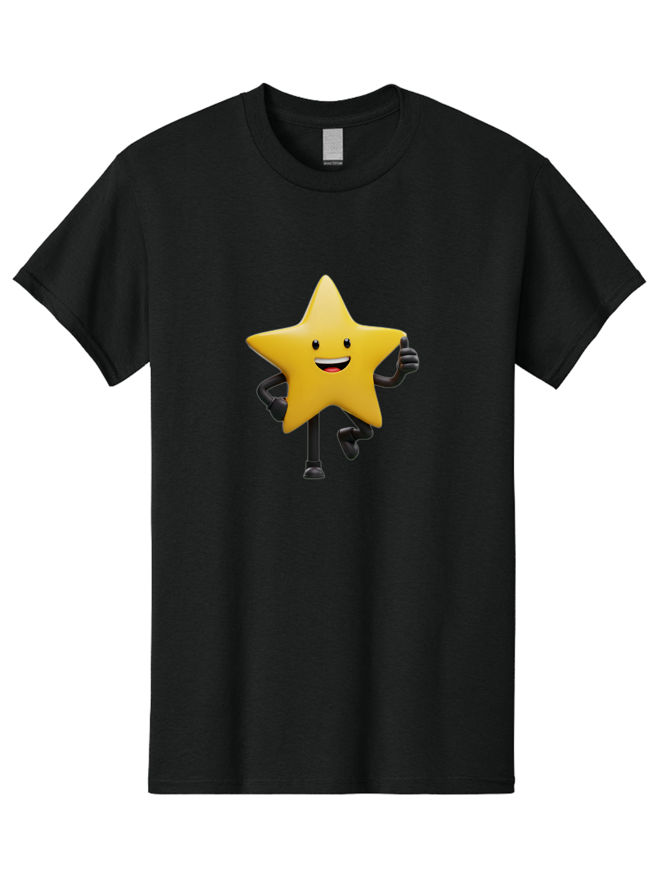 Yellow-Star Men'S Graphic Tee, 100% Cotton, Comfortable Casual Summer Wear, Machine Washable, Cartoon Star, Yellow Star, Smiling Face, Happy Expression, Stick Legs, Animated Character, Funny Star, Cartoon Graphics, Character Design, Bae821