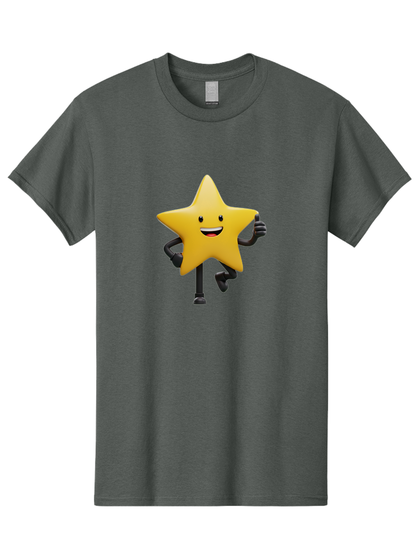 Yellow-Star Men'S Graphic Tee, 100% Cotton, Comfortable Casual Summer Wear, Machine Washable, Cartoon Star, Yellow Star, Smiling Face, Happy Expression, Stick Legs, Animated Character, Funny Star, Cartoon Graphics, Character Design, Bae821