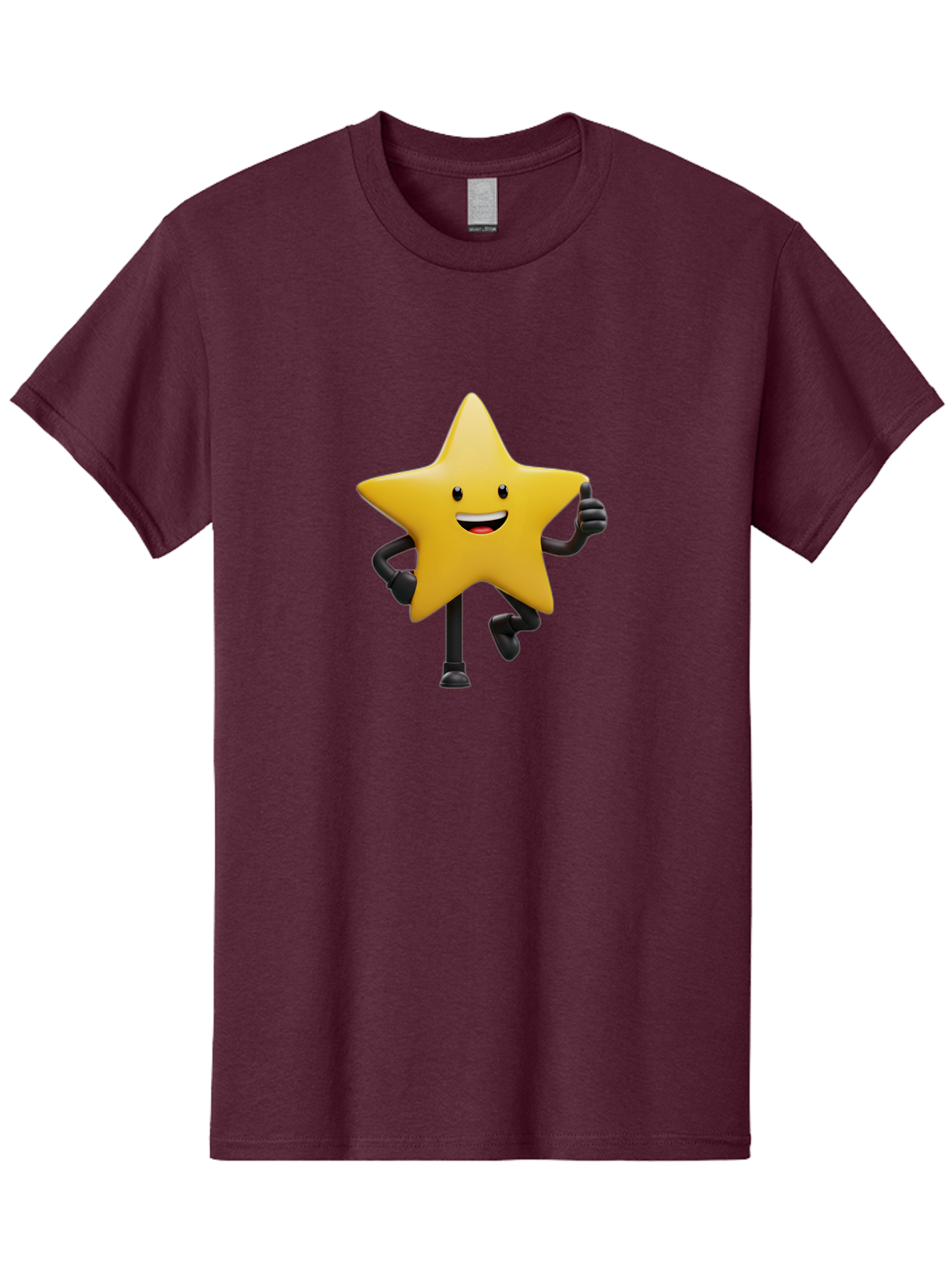 Yellow-Star Men'S Graphic Tee, 100% Cotton, Comfortable Casual Summer Wear, Machine Washable, Cartoon Star, Yellow Star, Smiling Face, Happy Expression, Stick Legs, Animated Character, Funny Star, Cartoon Graphics, Character Design, Bae821