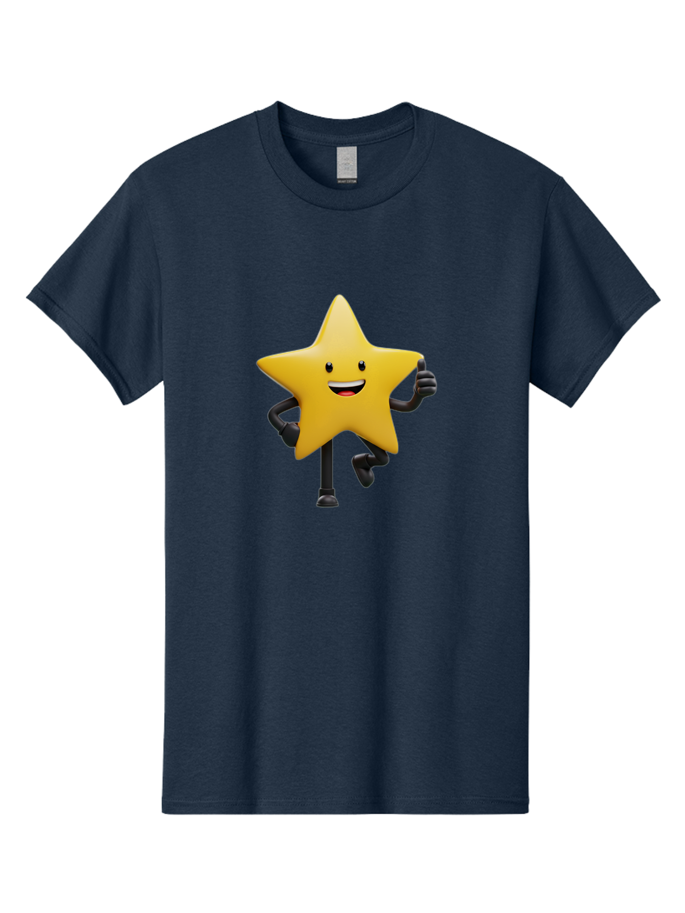 Yellow-Star Men'S Graphic Tee, 100% Cotton, Comfortable Casual Summer Wear, Machine Washable, Cartoon Star, Yellow Star, Smiling Face, Happy Expression, Stick Legs, Animated Character, Funny Star, Cartoon Graphics, Character Design, Bae821