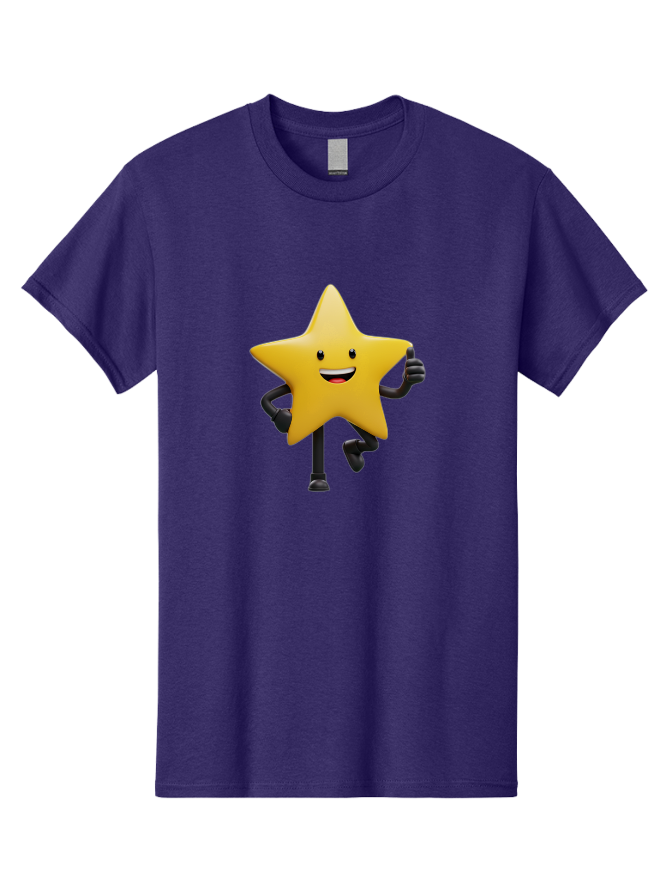 Yellow-Star Men'S Graphic Tee, 100% Cotton, Comfortable Casual Summer Wear, Machine Washable, Cartoon Star, Yellow Star, Smiling Face, Happy Expression, Stick Legs, Animated Character, Funny Star, Cartoon Graphics, Character Design, Bae821