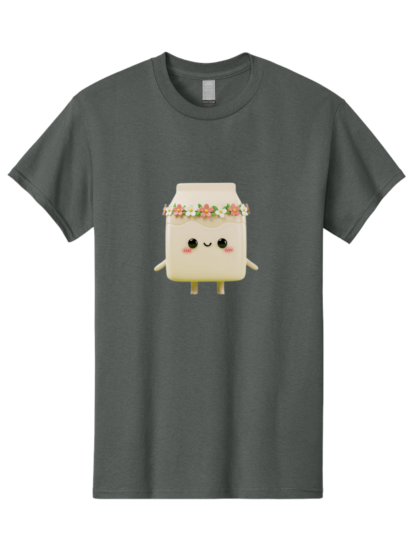 Yogurt-With-Flowers Men'S Graphic Tee, 100% Cotton, Comfortable Casual Summer Wear, Machine Washable, Yogurt Bottle With Floral Crown, Cute Anime Character, Kawaii Food, Pastel Colors, Floral Decoration, Adorable Design, Cartoon Style, Bae822