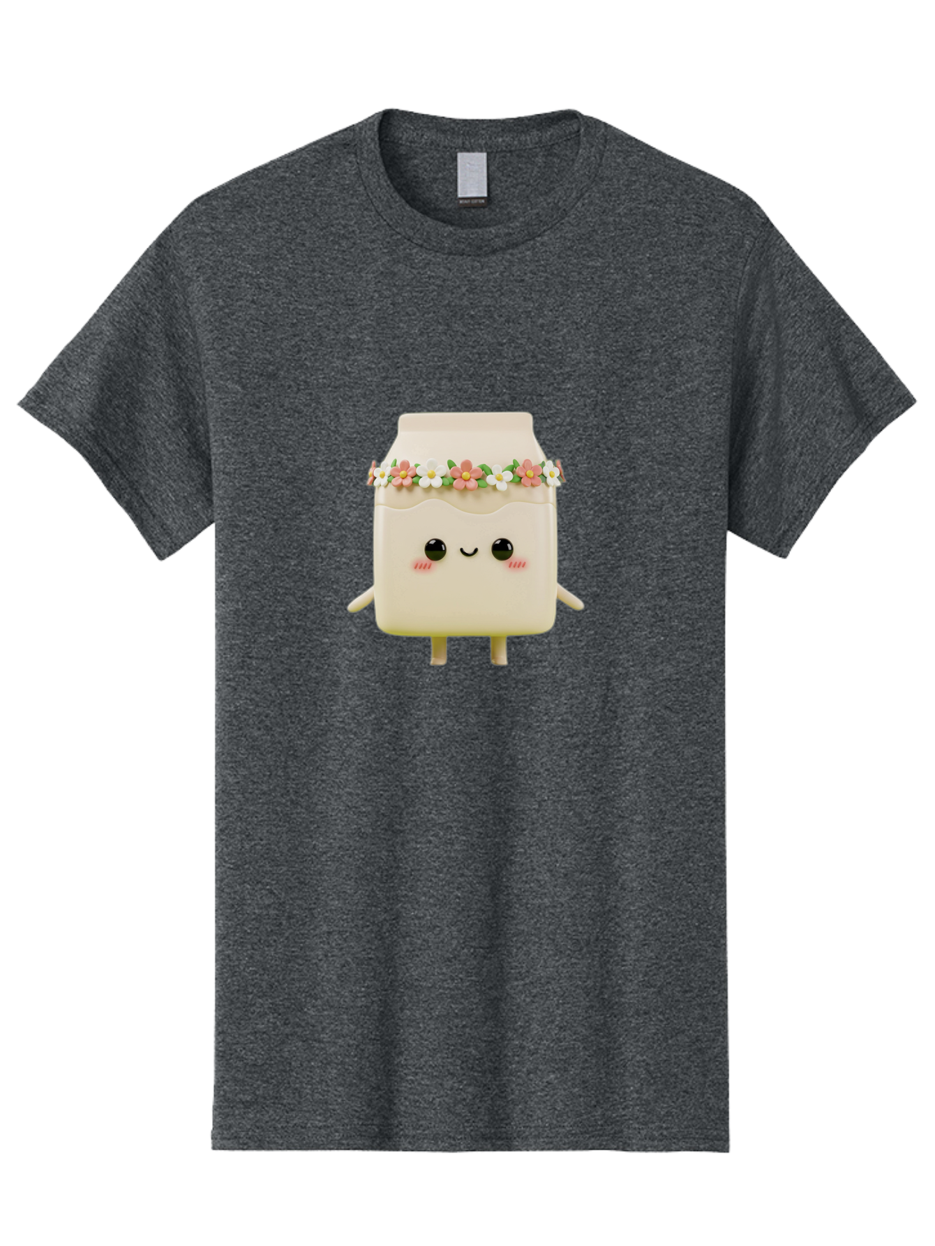 Yogurt-With-Flowers Men'S Graphic Tee, 100% Cotton, Comfortable Casual Summer Wear, Machine Washable, Yogurt Bottle With Floral Crown, Cute Anime Character, Kawaii Food, Pastel Colors, Floral Decoration, Adorable Design, Cartoon Style, Bae822