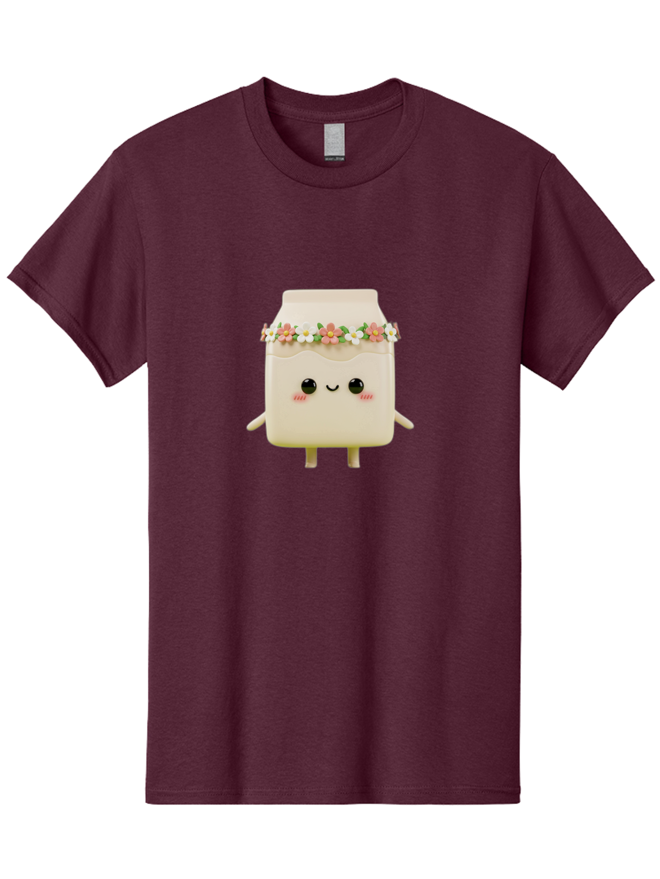 Yogurt-With-Flowers Men'S Graphic Tee, 100% Cotton, Comfortable Casual Summer Wear, Machine Washable, Yogurt Bottle With Floral Crown, Cute Anime Character, Kawaii Food, Pastel Colors, Floral Decoration, Adorable Design, Cartoon Style, Bae822