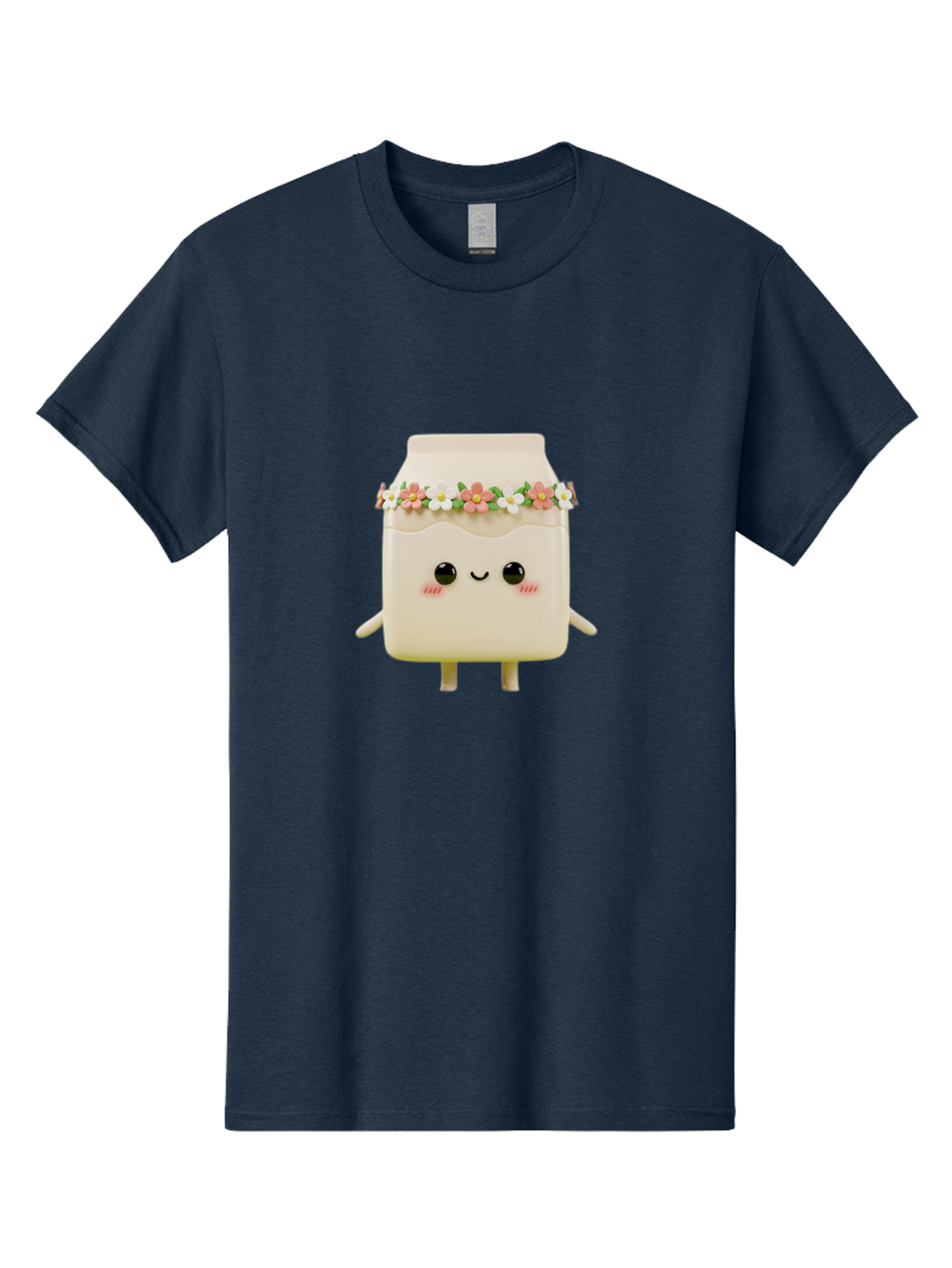 Yogurt-With-Flowers Men'S Graphic Tee, 100% Cotton, Comfortable Casual Summer Wear, Machine Washable, Yogurt Bottle With Floral Crown, Cute Anime Character, Kawaii Food, Pastel Colors, Floral Decoration, Adorable Design, Cartoon Style, Bae822