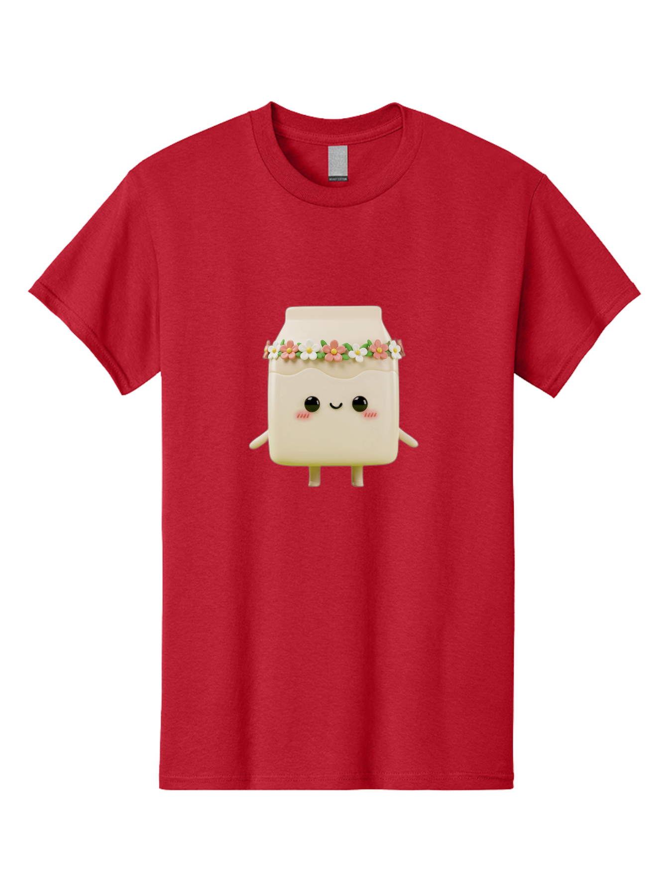 Yogurt-With-Flowers Men'S Graphic Tee, 100% Cotton, Comfortable Casual Summer Wear, Machine Washable, Yogurt Bottle With Floral Crown, Cute Anime Character, Kawaii Food, Pastel Colors, Floral Decoration, Adorable Design, Cartoon Style, Bae822
