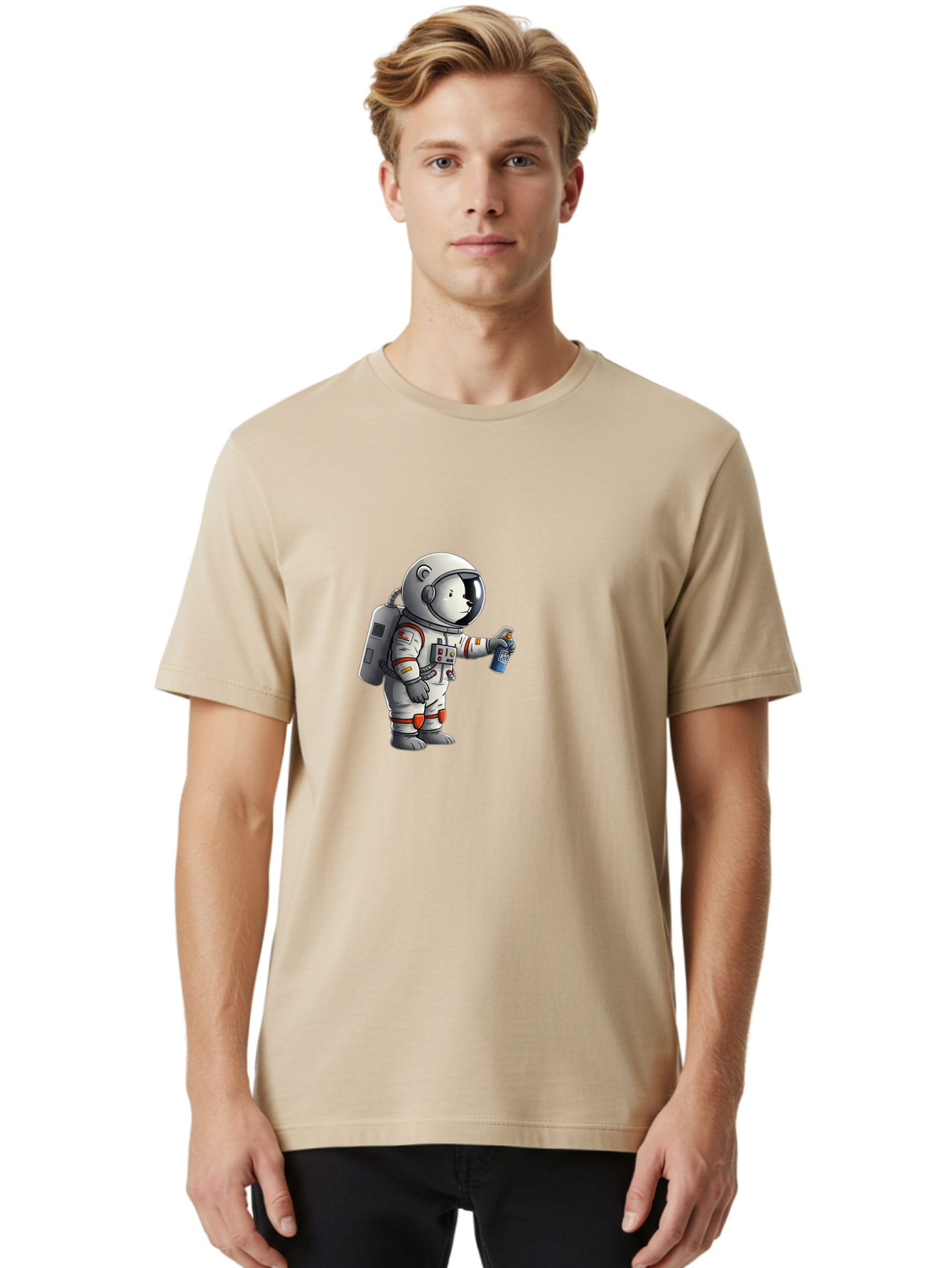 Astronaut-Spray-Paint Men'S Graphic Tee, 100% Cotton, Comfortable Casual Summer Wear, Machine Washable, Vintage Camera, Old Camera, Antique Camera, Black Camera, Classic Photography, Photography Equipment, Nostalgic Device, Film Camera, Camera Art Bae833