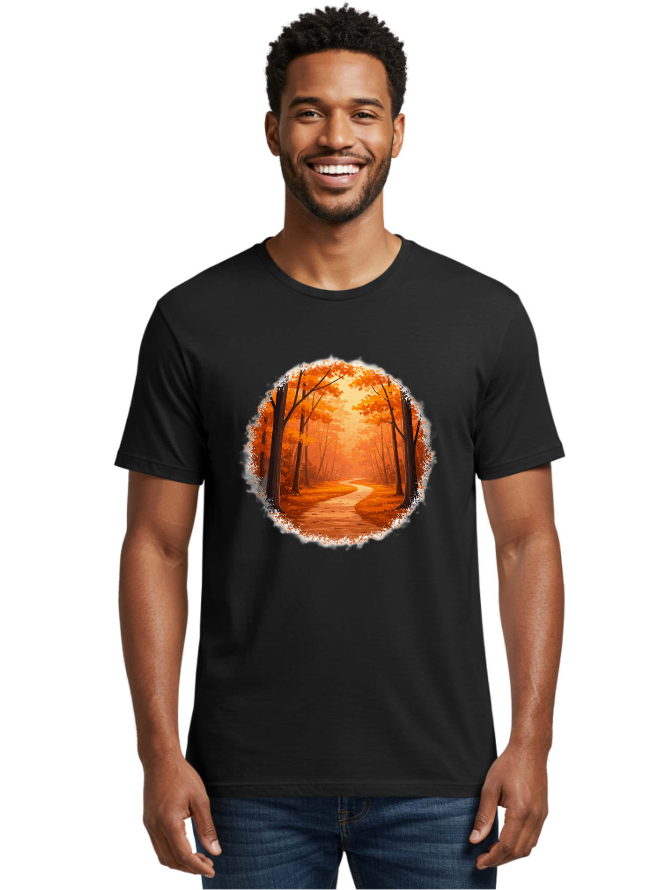 Autumn-Forest-Path Men'S Graphic Tee, 100% Cotton, Comfortable Casual Summer Wear, Machine Washable, Vintage Camera, Old Camera, Antique Camera, Black Camera, Classic Photography, Photography Equipment, Nostalgic Device, Film Camera, Camera Art Bae834