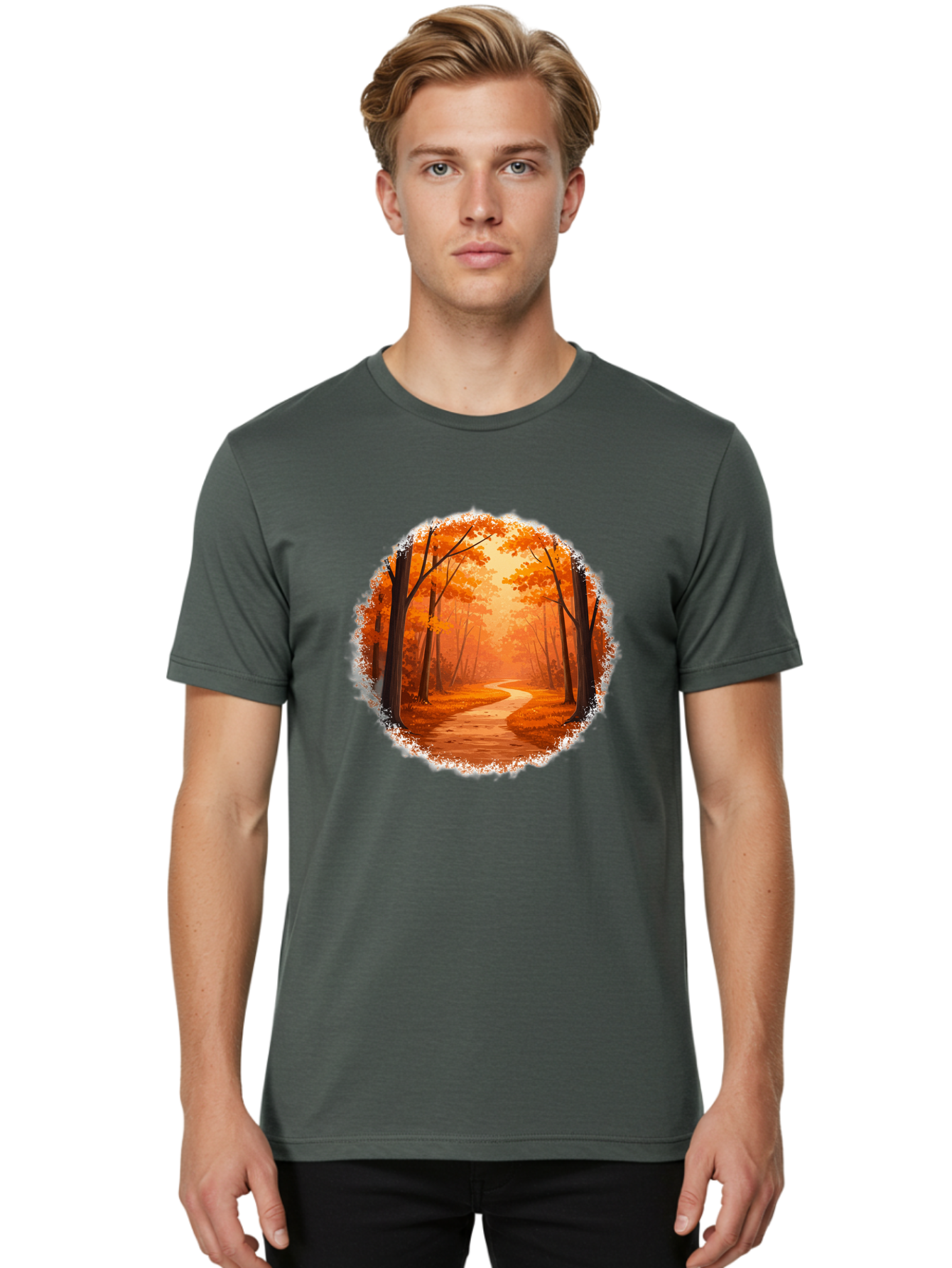 Autumn-Forest-Path Men'S Graphic Tee, 100% Cotton, Comfortable Casual Summer Wear, Machine Washable, Vintage Camera, Old Camera, Antique Camera, Black Camera, Classic Photography, Photography Equipment, Nostalgic Device, Film Camera, Camera Art Bae834